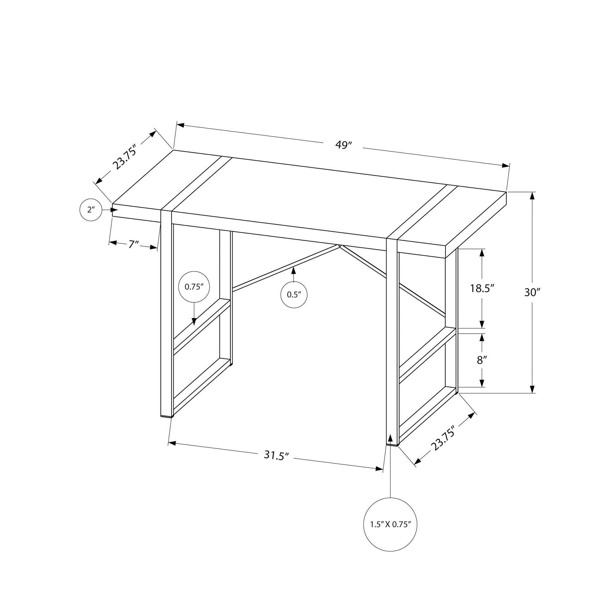 Offex 48 Inch Reclaimed Wood Look Modern Computer Desk with Black Metal Tube Legs - Home Office, Study, Gaming & Workspace Desk for Small Spaces