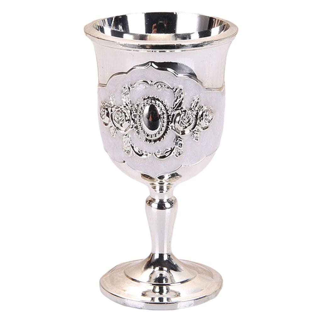 Elegant Handmade Embossed Wine Goblet Glasses - Silver White Barware for Wedding, Party & Home Decor | Perfect for Cocktails, Champagne & Special Occasions