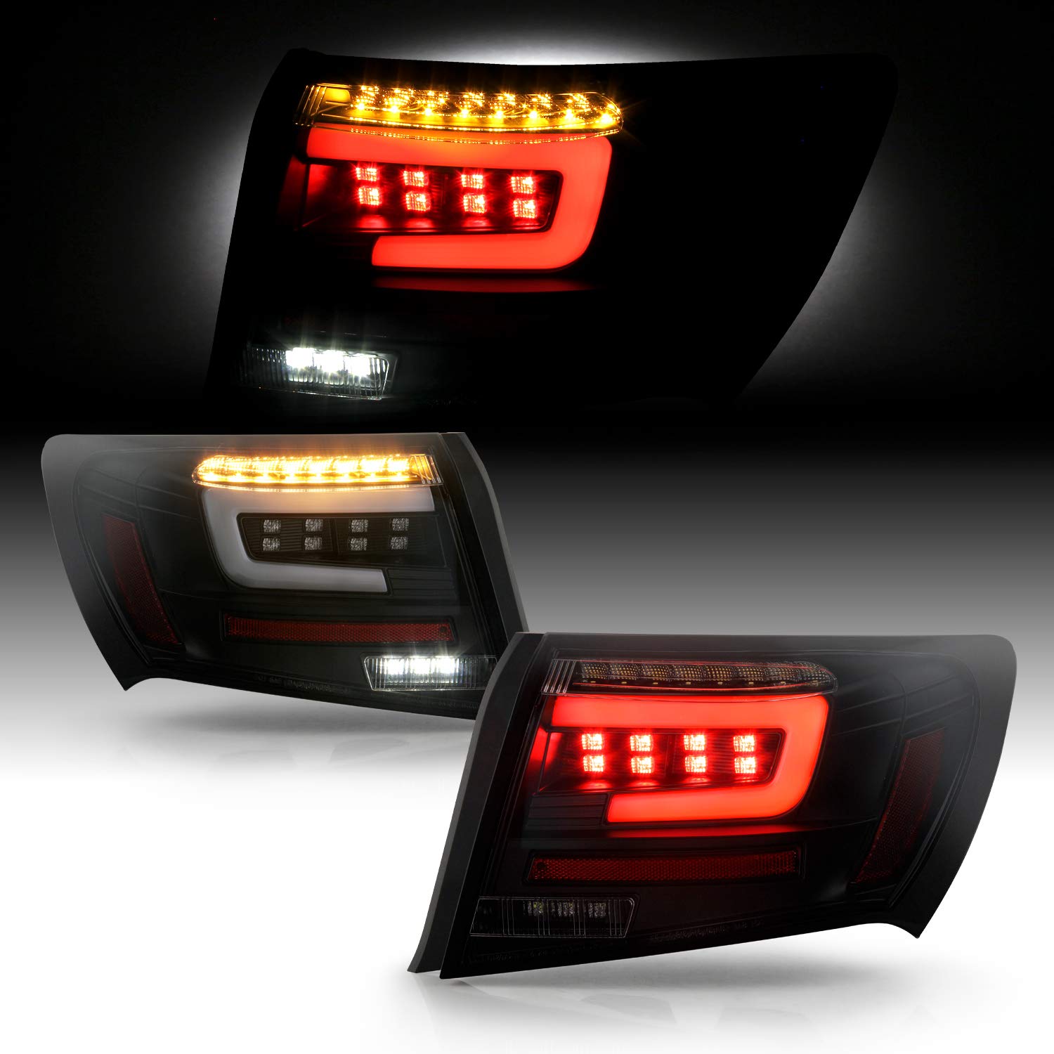 AKKON Full LED Black Smoked Tail Lights Brake Lamp Pair for 2008-2011 Subaru Impreza WRX Sedan - Driver & Passenger Side - Enhances Night Visibility & Style