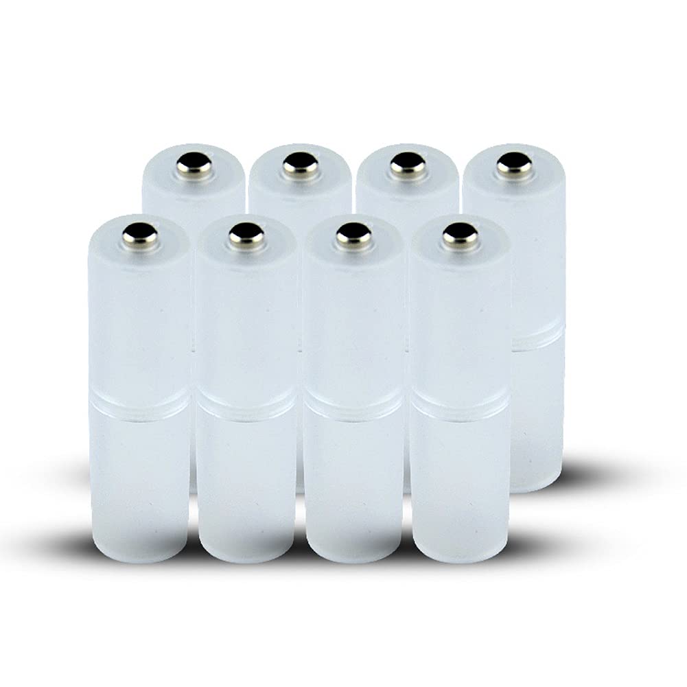 8-Piece AAA to AA Battery Adapter Holder Set - White Plastic Battery Converter Case for Household Electronics, Toys, and Remote Controls