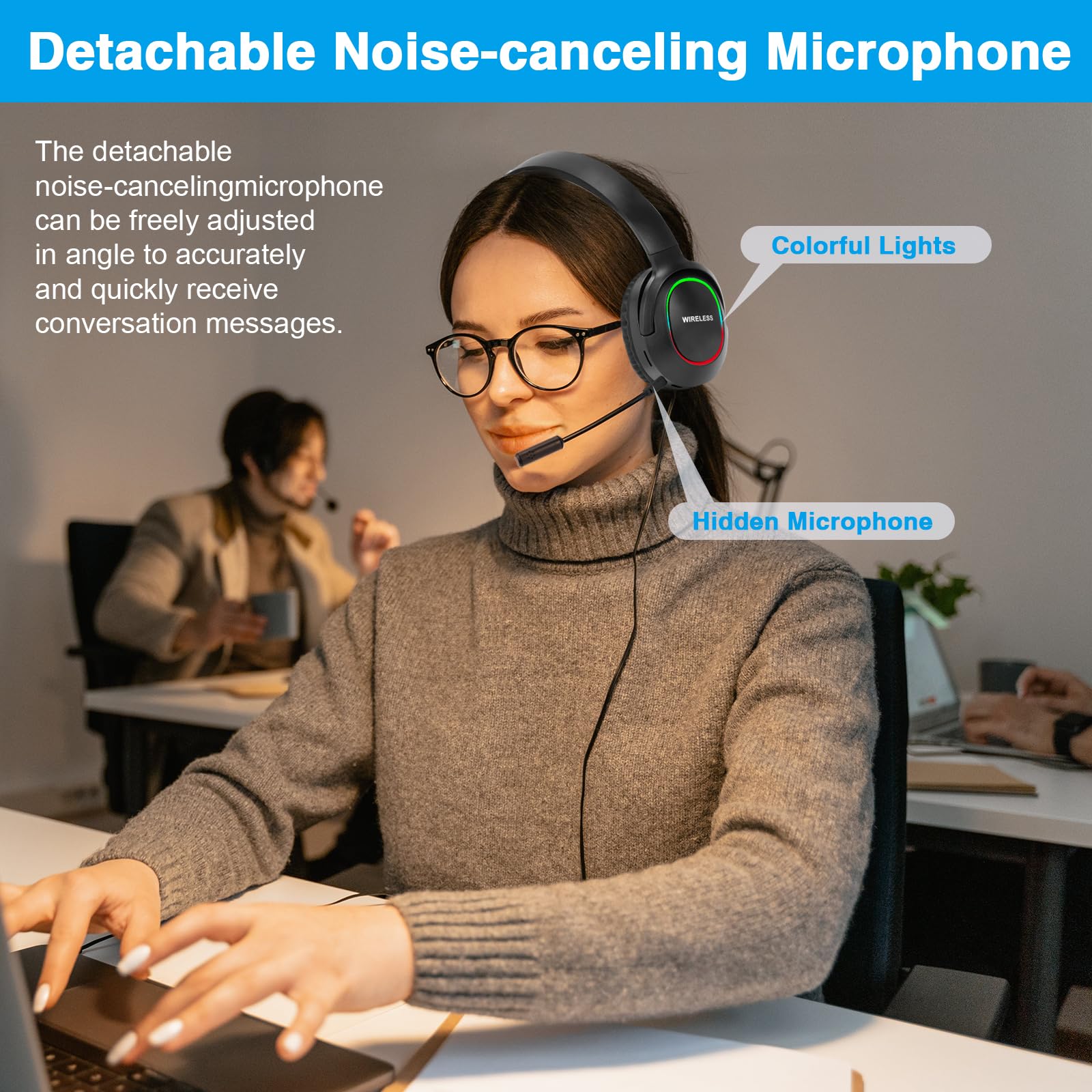 Wireless Bluetooth Over-Ear Headphones with Microphone - 35H Playtime, HiFi Stereo Sound, Foldable & Lightweight Design, Deep Bass for Home, Office, PC & Mobile - Ivory White | Perfect for Work, Travel & Music Lovers