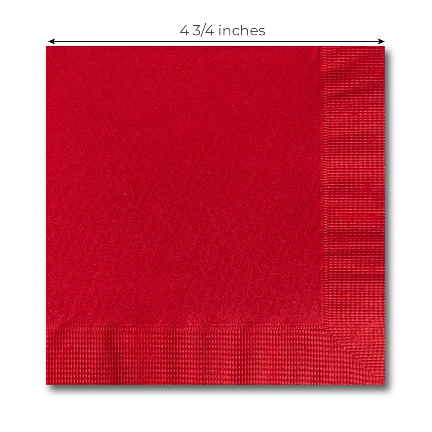 Premium Red Beverage Napkins - 100 Count, 4.75