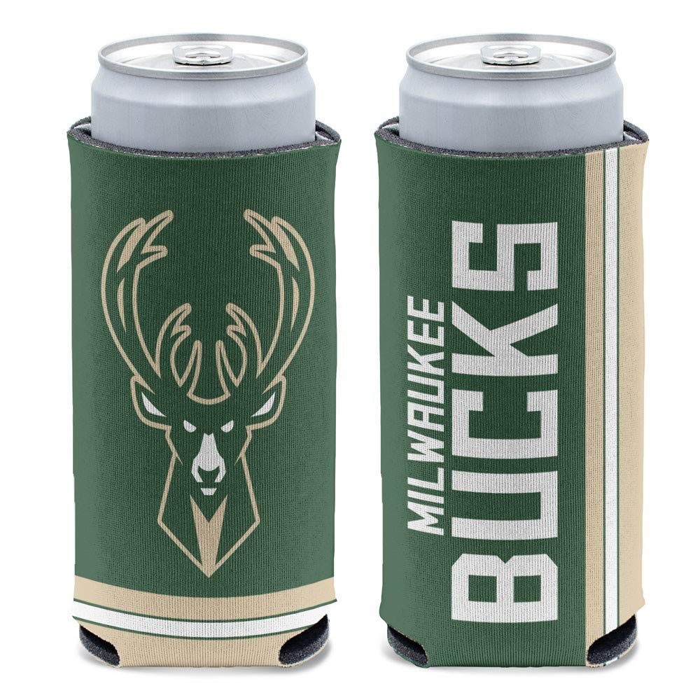 WinCraft NBA Milwaukee Bucks Slim Can Cooler - Officially Licensed, Team Colors, One Size - Perfect for Tailgating, Parties & Game Day Drinks
