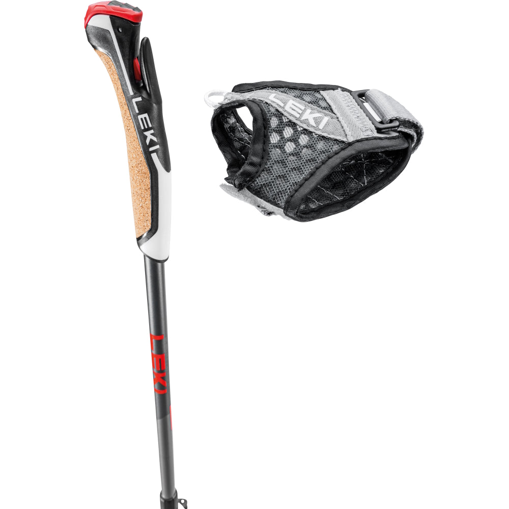 Leki Instructor Lite Trekking Poles - Anthracite/Red (Pair) - Lightweight Hiking & Walking Sticks for Outdoor Adventures