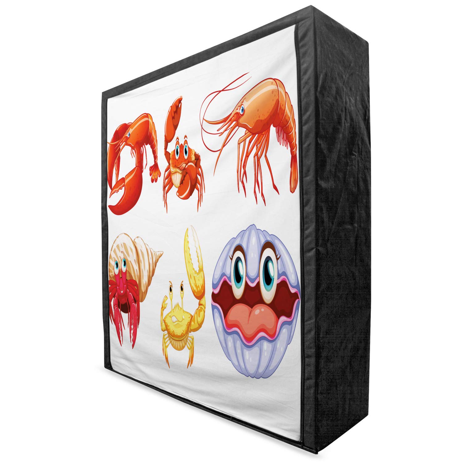 Ambesonne Crabs Portable Fabric Wardrobe - Sea Animal Print with Crab, Lobster & Shells - 59