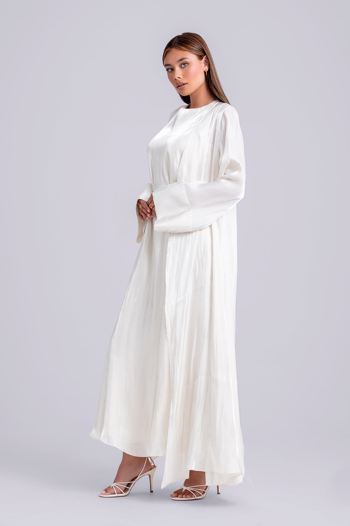 Elegant Nora Two Piece Abaya Set in Ivory - Modest Muslim Prayer Dress for Women | Perfect for Eid, Ramadan & Special Occasions