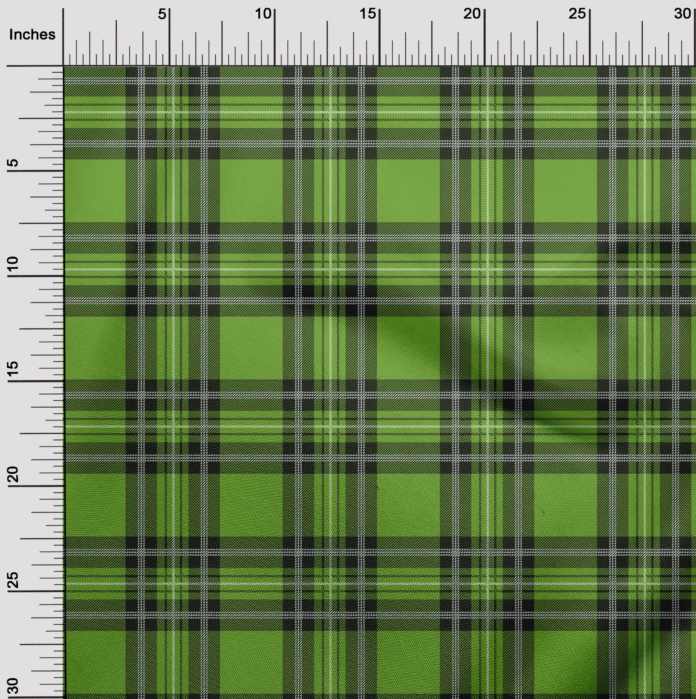 oneOone Velvet Green Tartan Fabric by The Yard - 58 Inch Wide Printed Sewing Material for DIY Clothing, Dresses, Skirts & Home Decor Projects