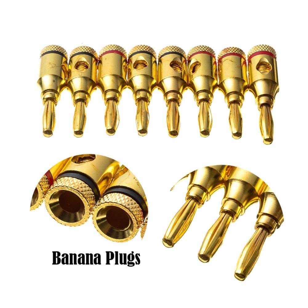20PCS 4mm 24K Gold Plated Banana Plug Connectors - High Quality Speaker Wire Cable Connectors for Amplifier & Audio Equipment | Perfect for Home Theater, Studio Setup & DIY Audio Projects