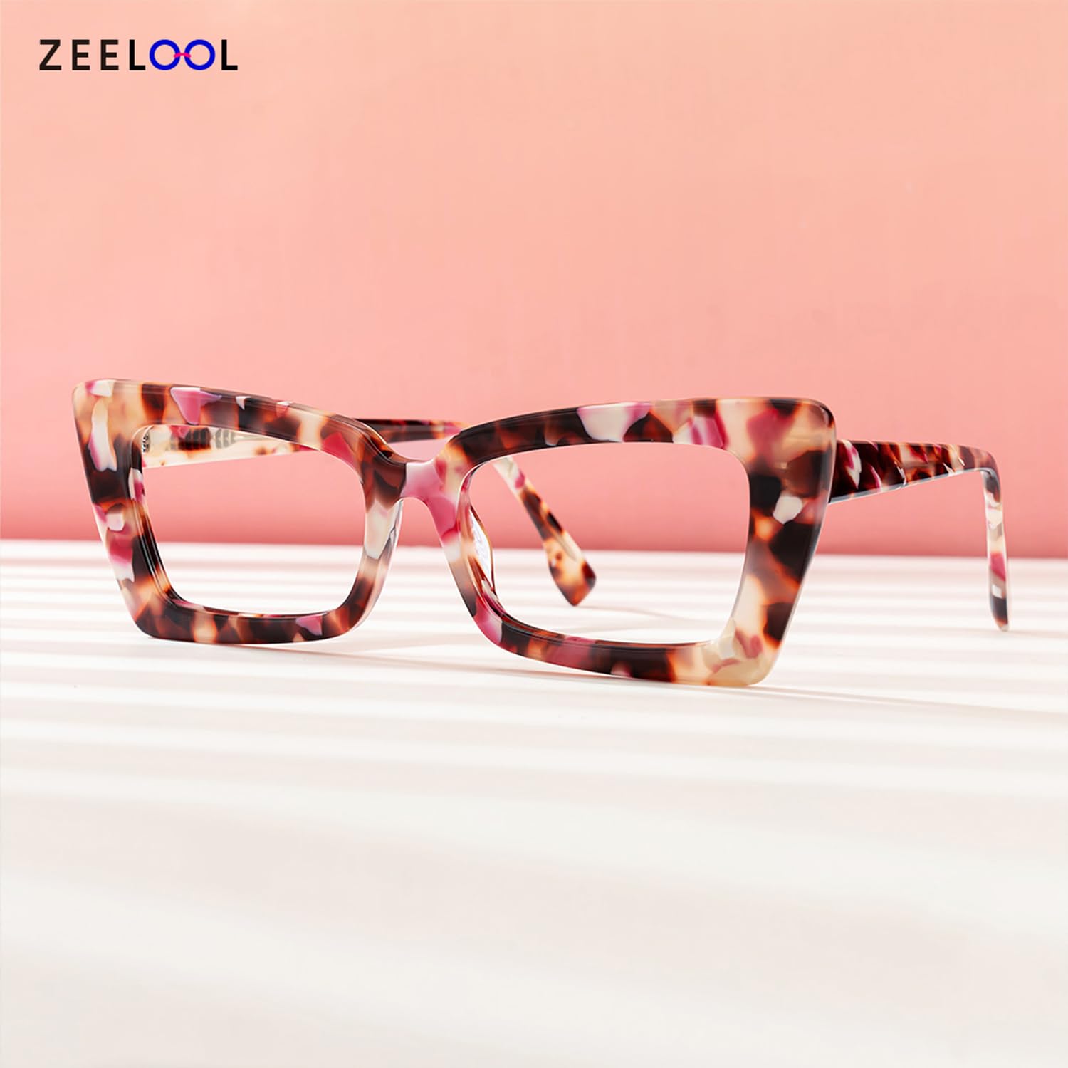 Zeelool Retro Blue Light Blocking Glasses for Women - Thick Acetate Rectangle Frame (VFP0236) - Reduce Eye Strain for Computer Work, Gaming & Screen Time