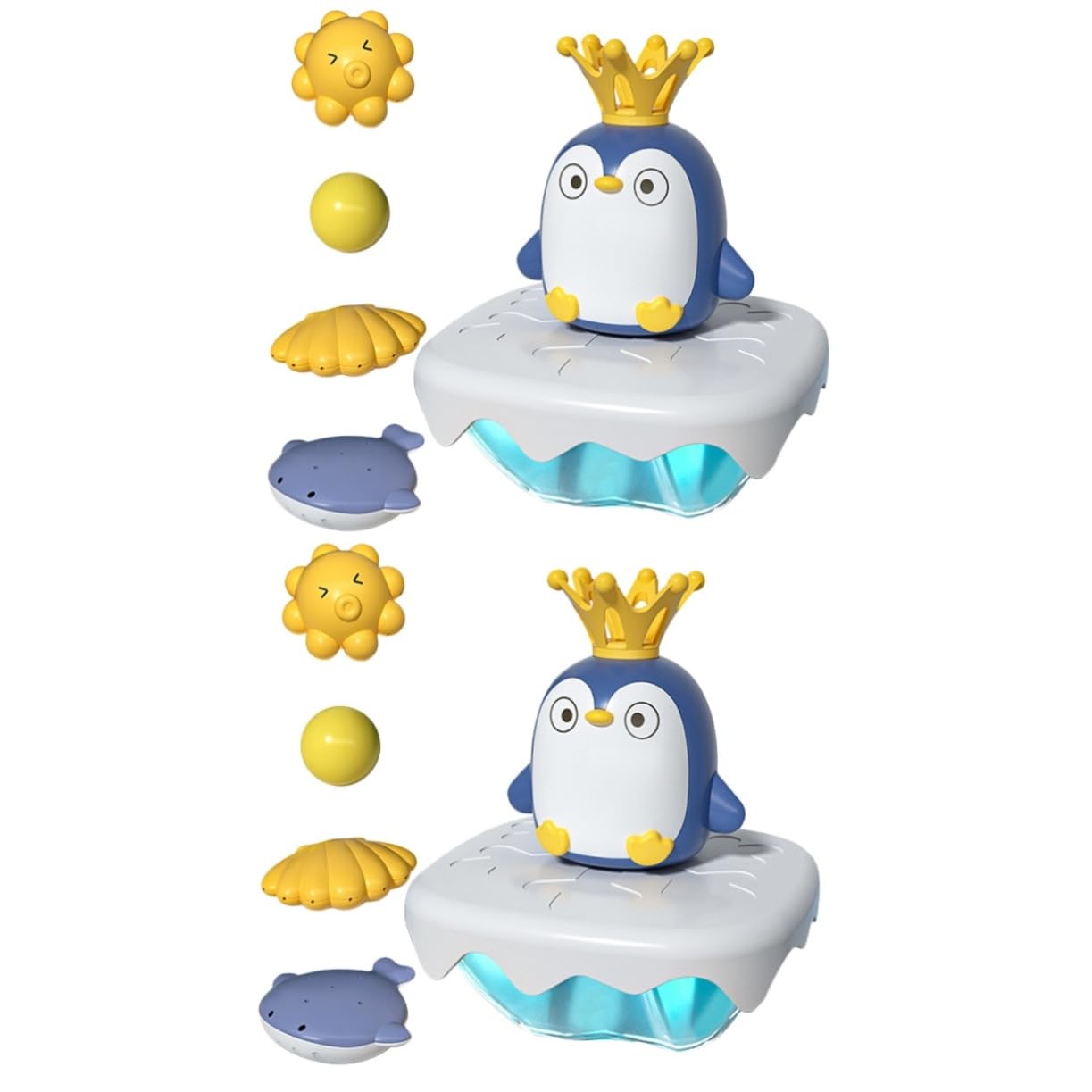 VICASKY 2-Pack Penguin Bath Toys with Water Spray Function - Cute Bathtub Sprinkler for Kids, Fun Bath Time Accessories for Toddlers & Babies (Perfect for Indoor Play, Pool Parties & Sensory Water Play)