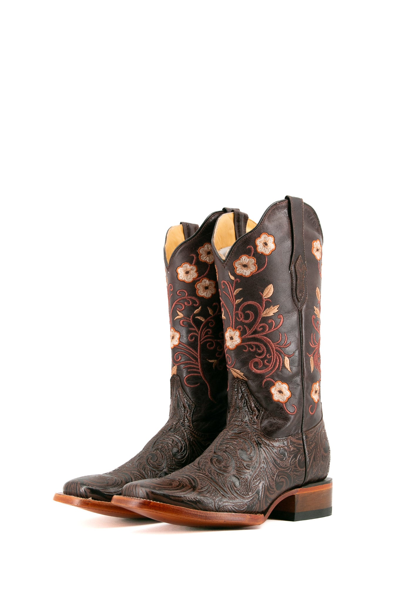 Ramitas Cincelado Square Toe Cowgirl Boots for Women - Western Style Leather Riding Boots with Embroidered Design | Perfect for Country Dancing, Rodeo, and Outdoor Adventures