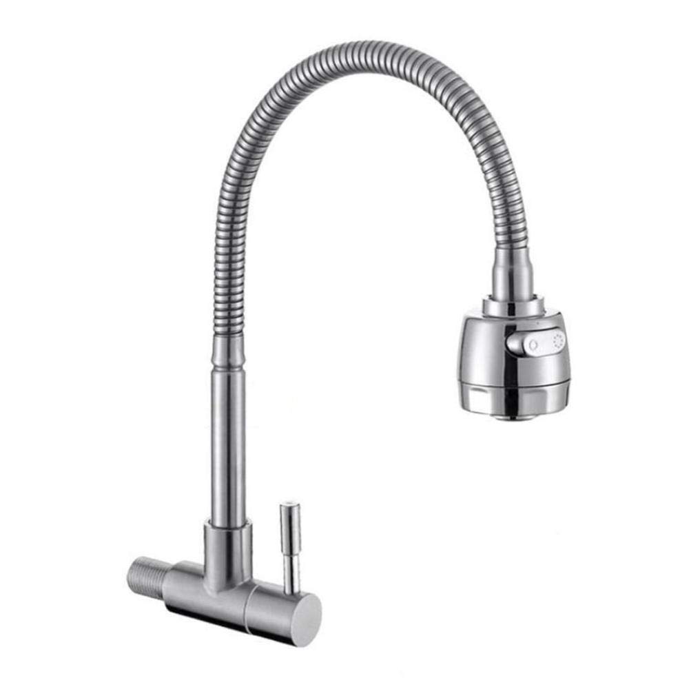 304 Stainless Steel Wall Mounted Single Cold Water Faucet - Kitchen Sink, Balcony, Laundry Room & Pool Faucet for Outdoor & Indoor Use