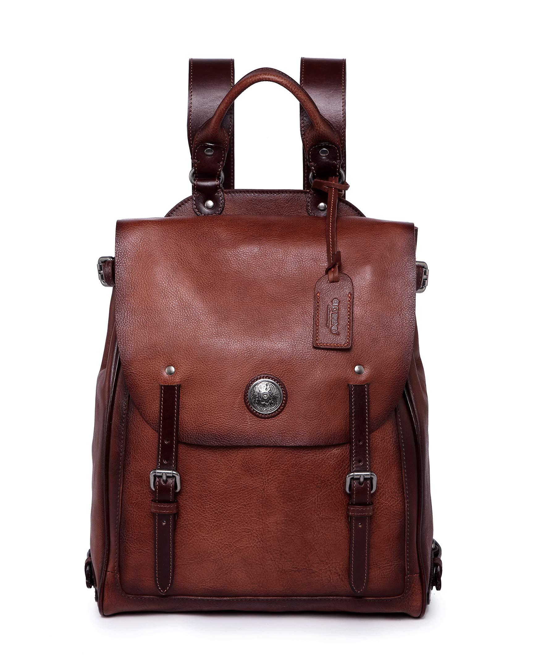 Premium Genuine Leather Backpack for Men & Women - Stylish Coffee Ombre Color, Durable Laptop Backpack for Work, Travel & College | Perfect for Commuting, Business Trips & Outdoor Adventures