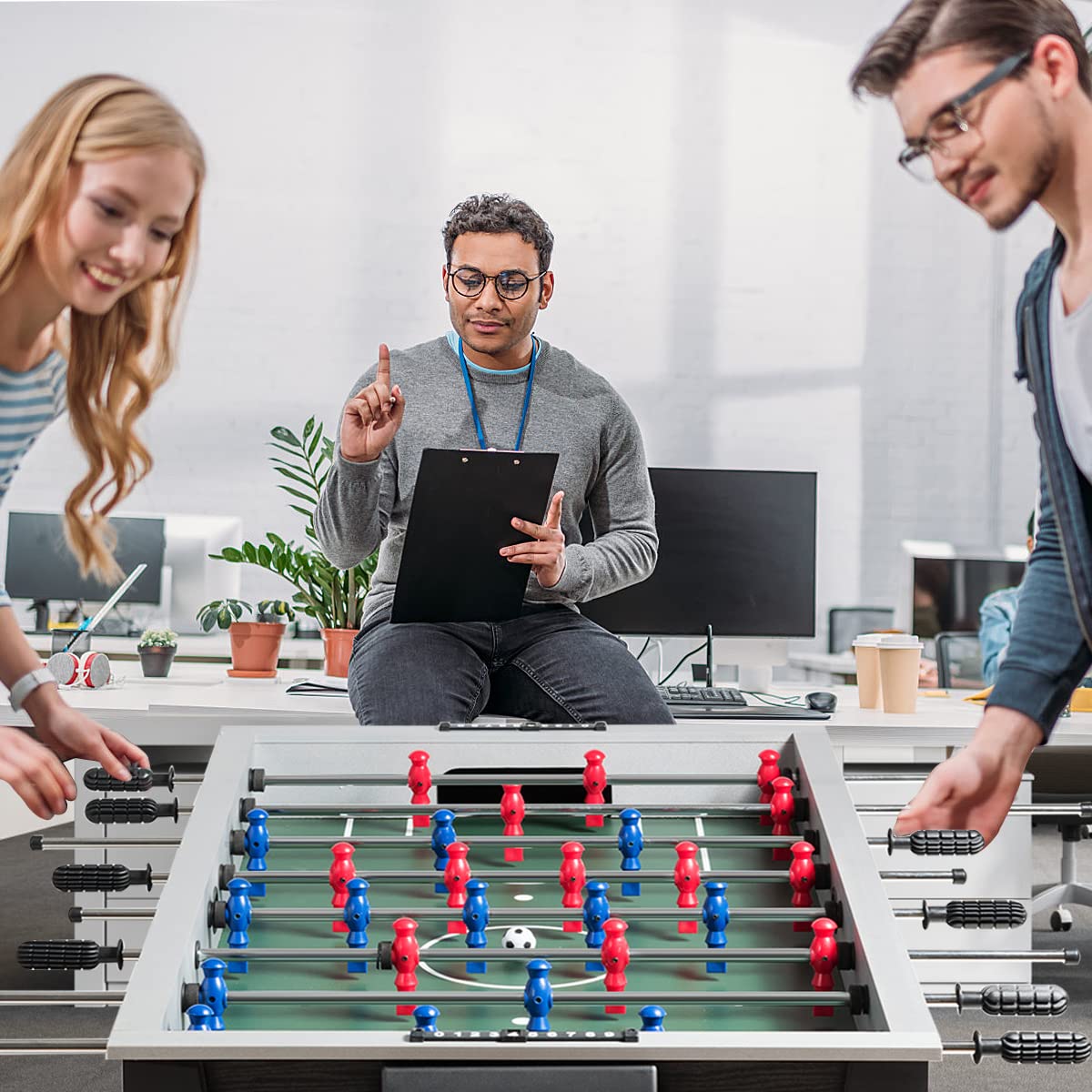 Goplus 48'' Wooden Foosball Table with 2 Soccer Balls & Score Keepers - Professional Size Indoor Game Table for Adults, Kids & Teens - Perfect for Game Rooms, Arcades, Basements & Family Fun Nights