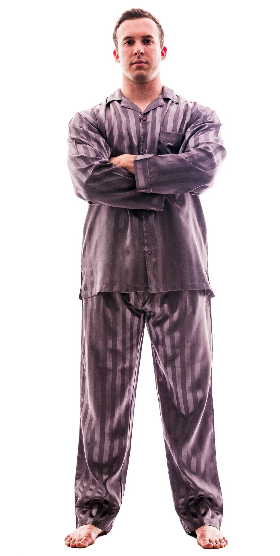 Classic Men's Satin Pajama Set - Comfortable Sleepwear for Home & Travel