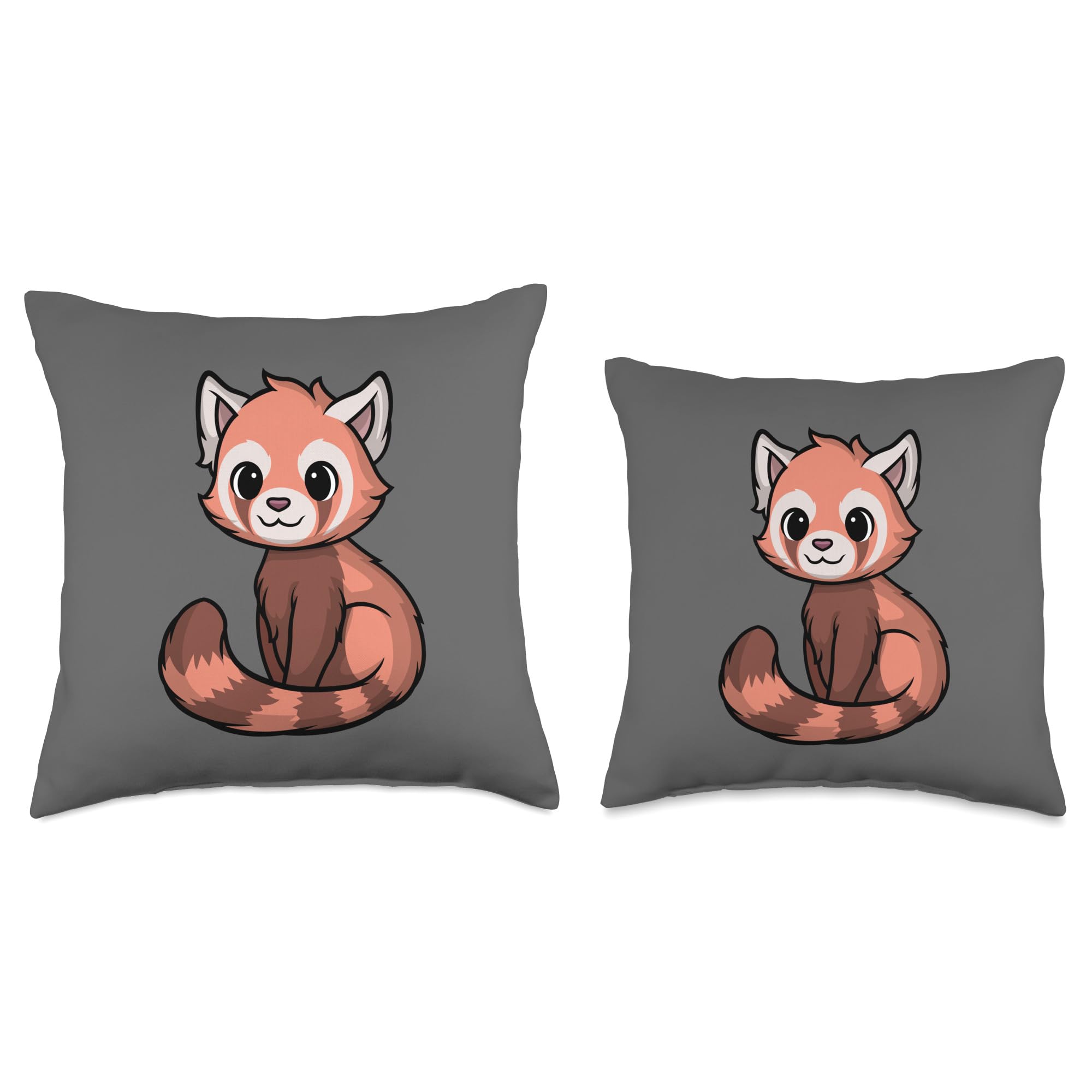 Cute Red Panda Anime Throw Pillow - Japanese Kawaii Chibi Style Funny Decorative Cushion for Bedroom, Sofa, and Gifts