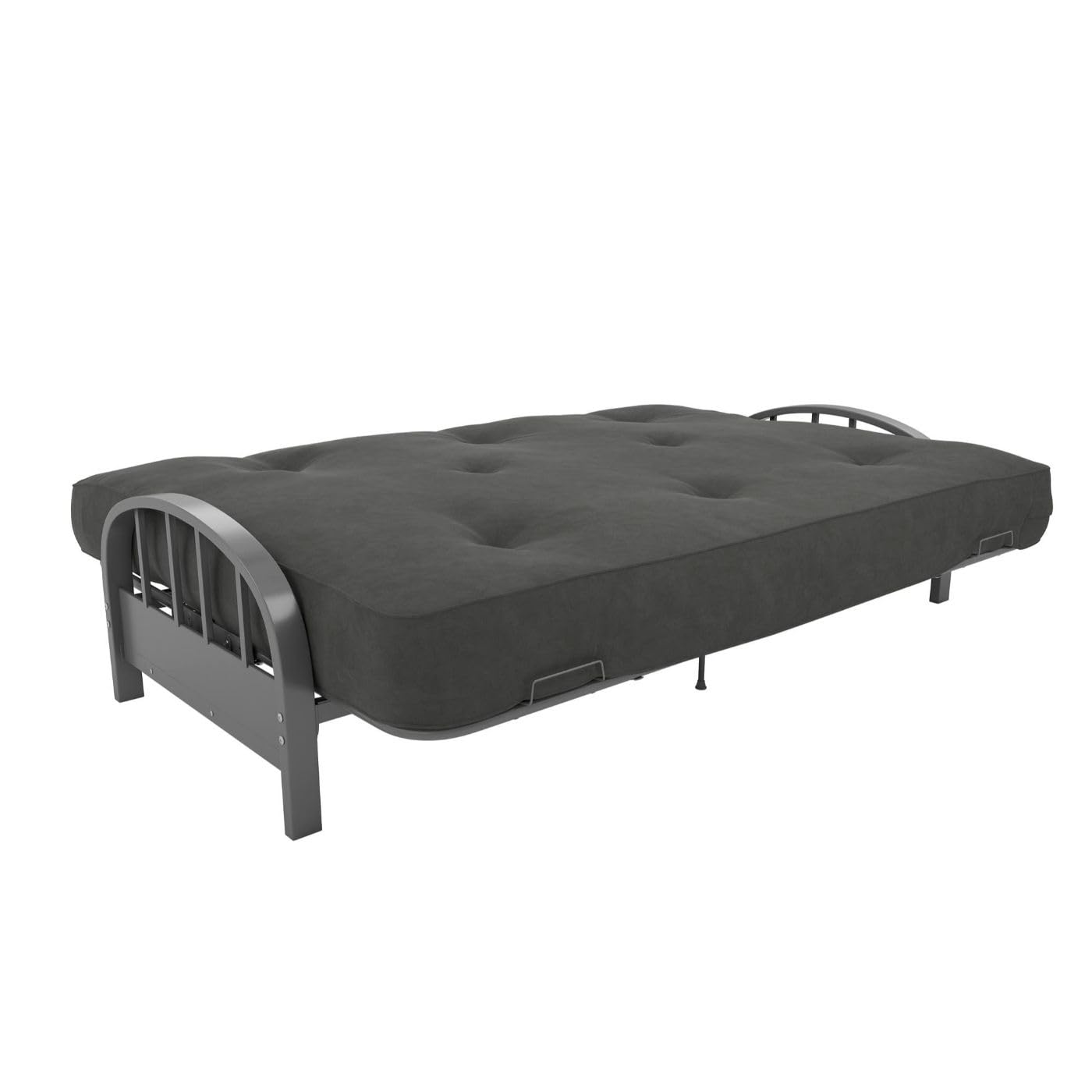 DHP Aiden Full Size Metal Futon Frame in Silver - Space Saving Convertible Sofa Bed for Small Apartments, Guest Rooms & Dorm Living