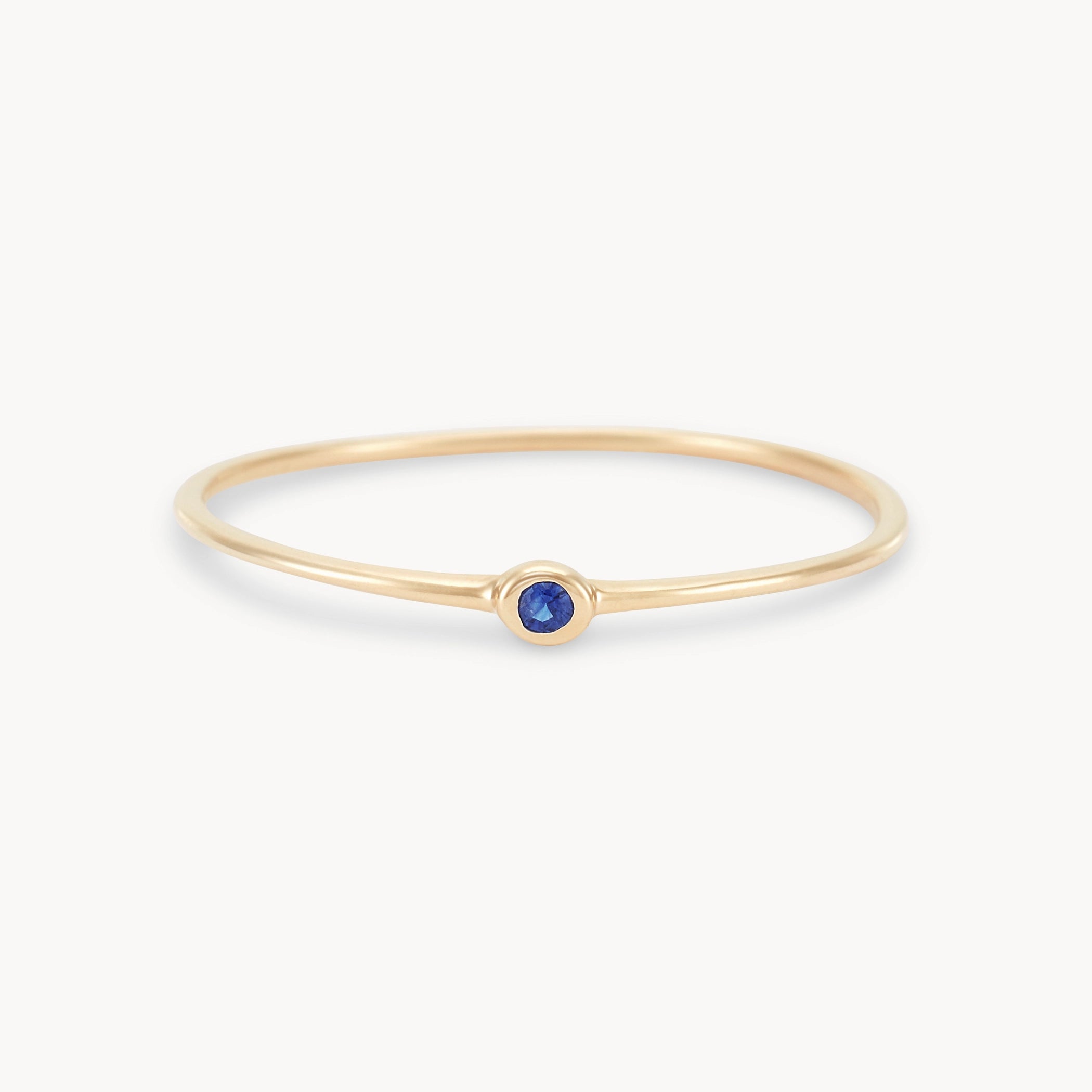 10K Yellow Gold Serendipity Blue Sapphire Stacking Ring - Dainty Bezel Set Precious Gemstone Jewelry for Women - Perfect for Layering, Everyday Wear & Special Occasions