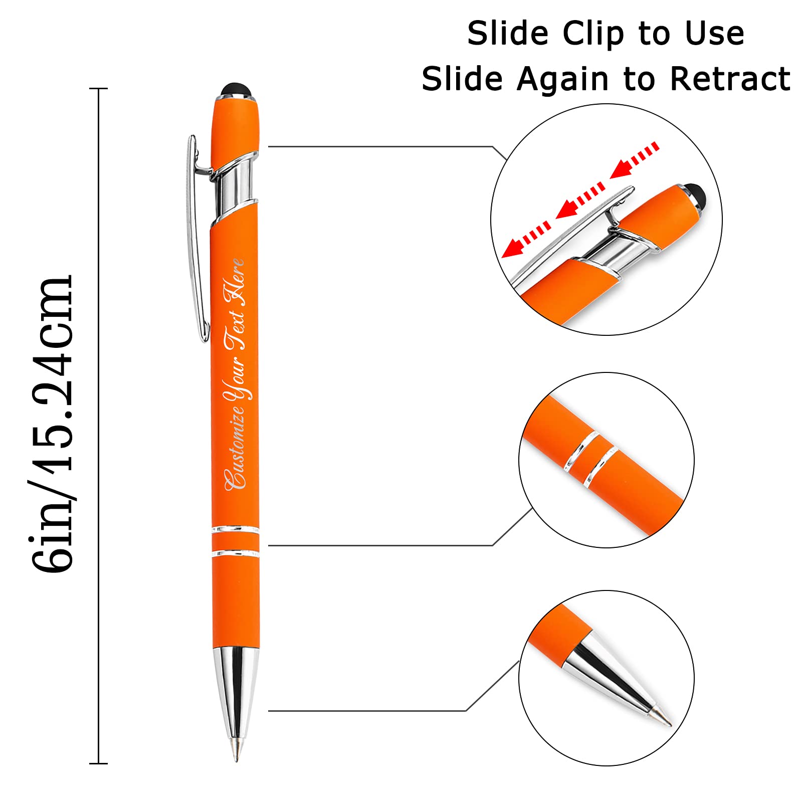 Custom Engraved Ballpoint Pens Bulk 100 Pack with Stylus Tip - Personalized Name/Message Office Pens - Ideal Gifts for Men & Women (Birthday, Graduation) - Medium Point Black Ink - Perfect for Corporate Events, Promotions & Everyday Office Use