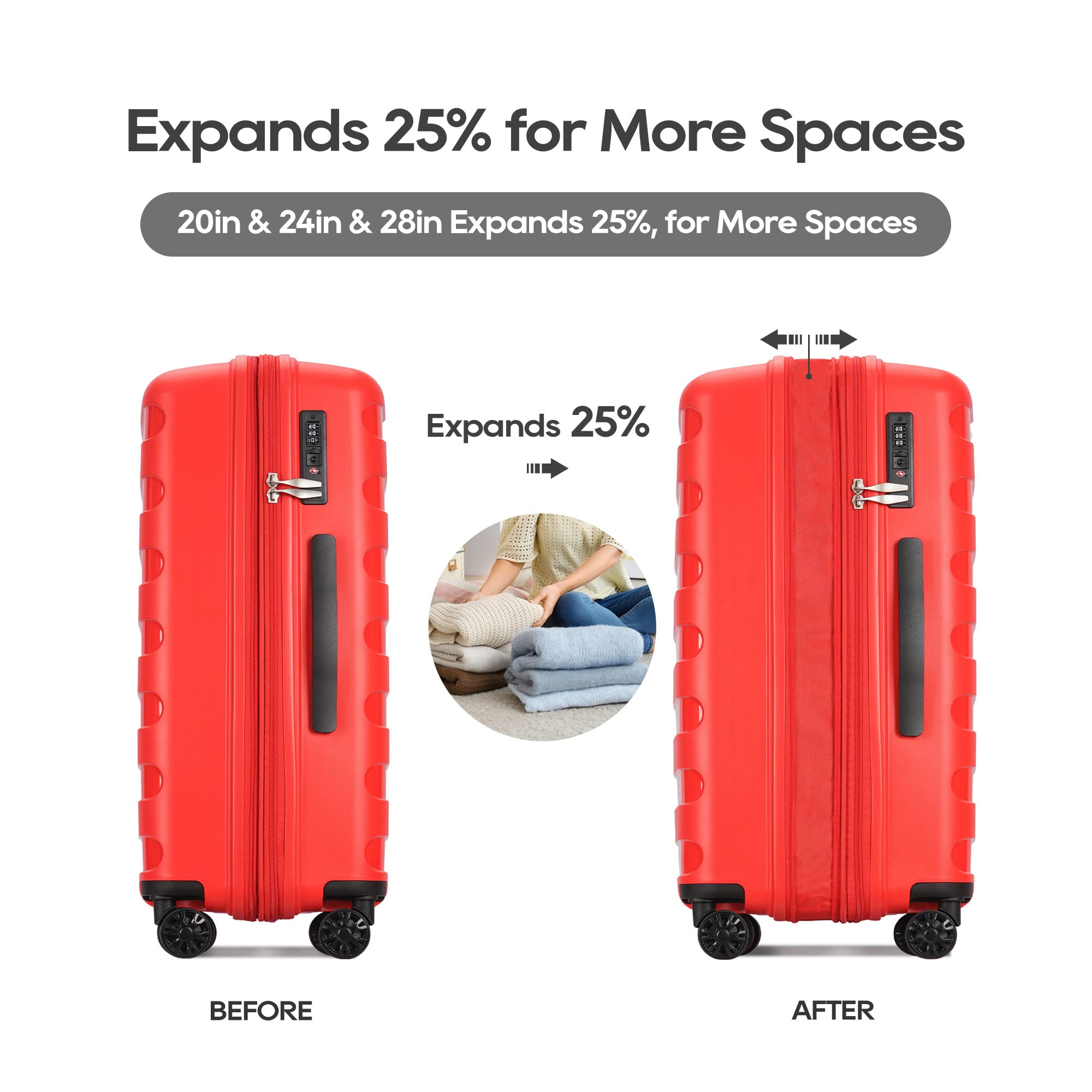 Expandable 2-Piece Luggage Set with Spinner Wheels & TSA Lock - 20