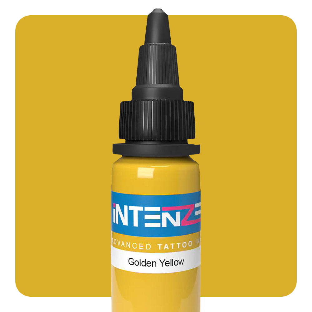 Golden Yellow Intenze Tattoo Ink - Professional Body Art Supplies (1/2oz, 1oz, 4oz) - Perfect for Tattoo Artists & Permanent Makeup