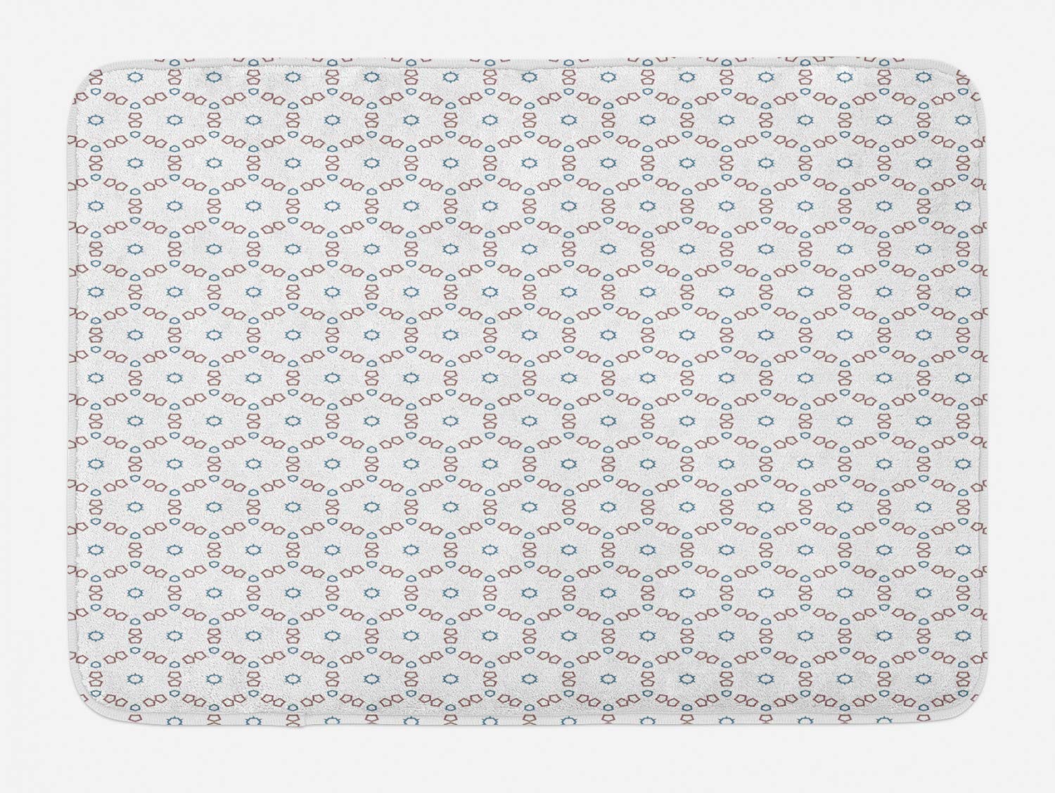 Ambesonne Non-Slip Plush Bath Mat - Modern Abstract Floral Geometric Design in White & Blue Grey, 30.2x20 Inches - Soft Absorbent Bathroom Rug for Floor Decor, Shower Mats & Spa Style Home Upgrade