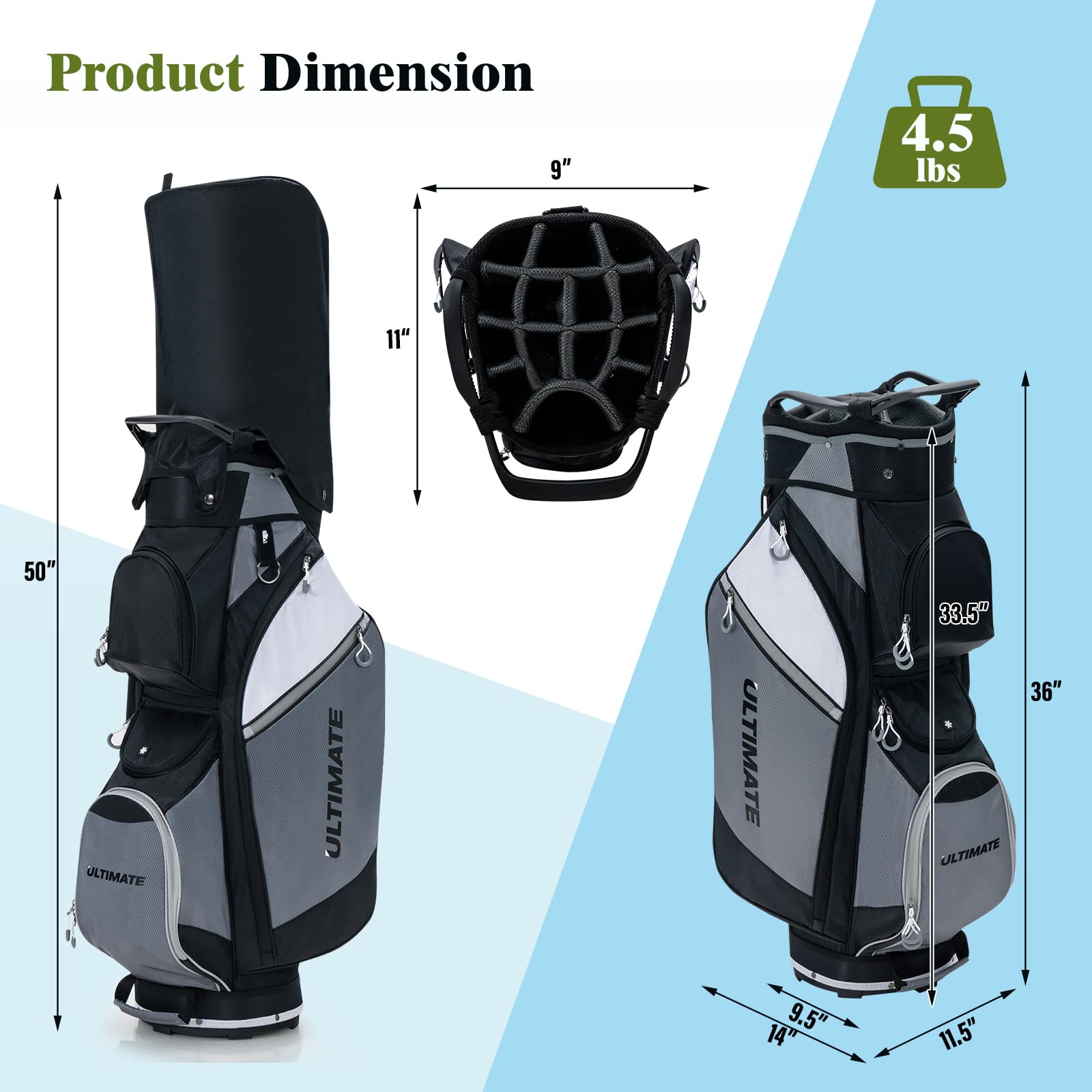 **Goplus 14-Way Top Divider Golf Cart Bag with 7 Zipped Pockets, Cooler Compartment & Rain Hood - Lightweight Golf Club Bag with Detachable Shoulder Strap for Men & Women - Perfect for Golf Tournaments, Driving Range & Travel**