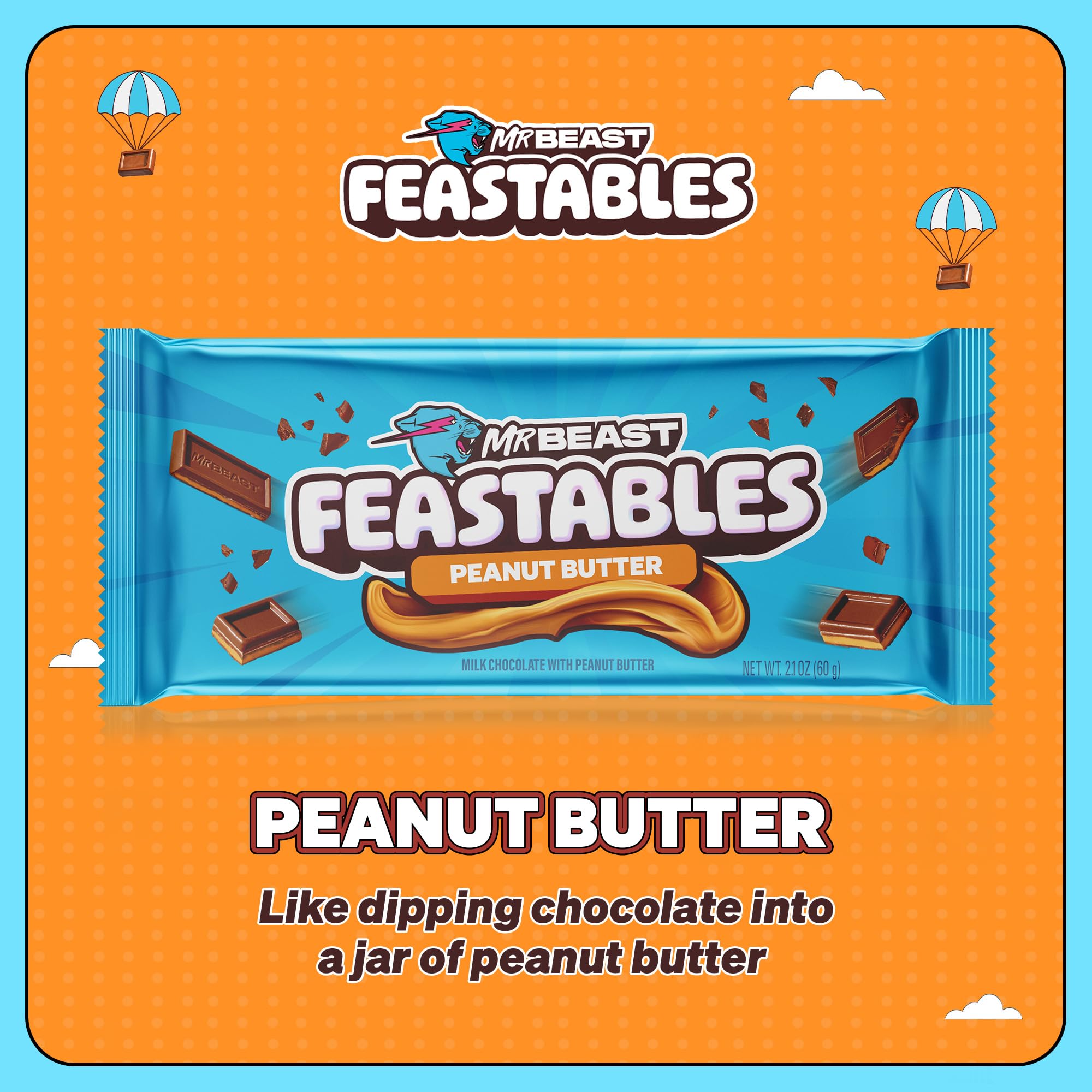MrBeast Feastables Chocolate Bars - 10 Pack (60g Each) - Deez Nutz & Peanut Butter Flavors - Premium Chocolate Gift for Chocolate Lovers - Perfect for Gifts, Parties & Snacking