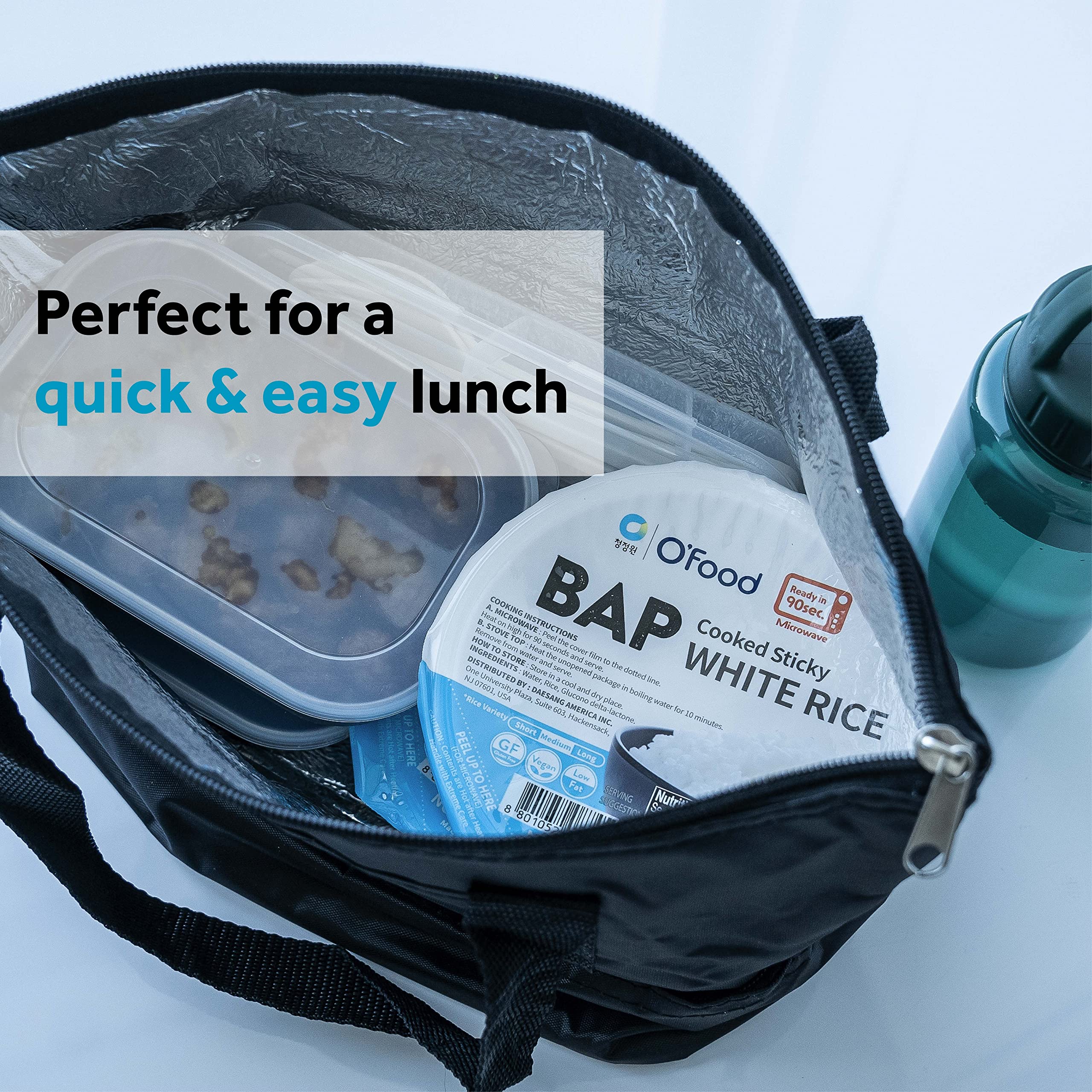 O'Food BAP Instant Rice (Pack of 3) | Korean Cooked White Sticky Rice | Microwaveable & Gluten-Free | Asian Pantry Staple | Perfect with Kimchi, Noodles & Soup | Quick Meal Prep for Office Lunch, Camping & Busy Weeknights