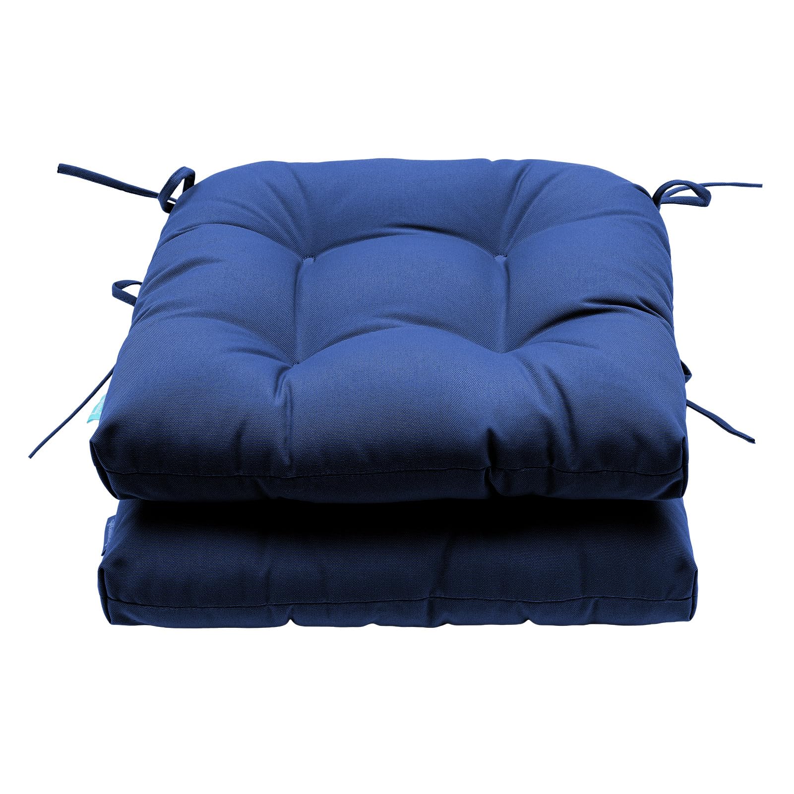 QILLOWAY Outdoor Indoor Patio Wicker Seat Cushions with Ties - Set of 3 Navy Blue U-Shape Cushions for Loveseat, Bench, Porch & Garden Furniture - Water Resistant & Comfortable for Relaxing in Backyard, Deck or Sunroom