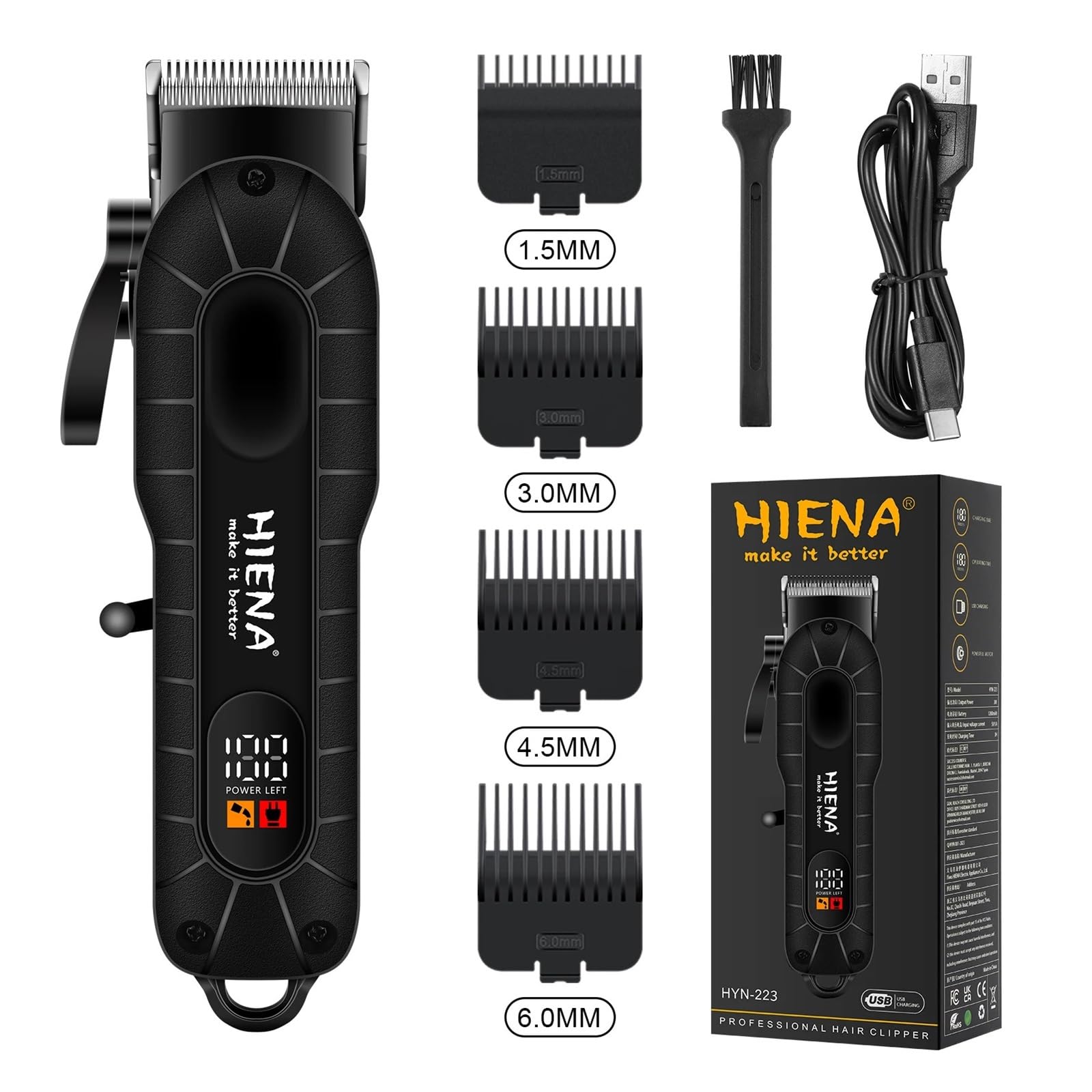 Professional 3-Speed Adjustable Electric Hair Clipper & Shaver - USB Rechargeable with LCD Display - Perfect for Men's Grooming, Barber Shops & Home Haircuts