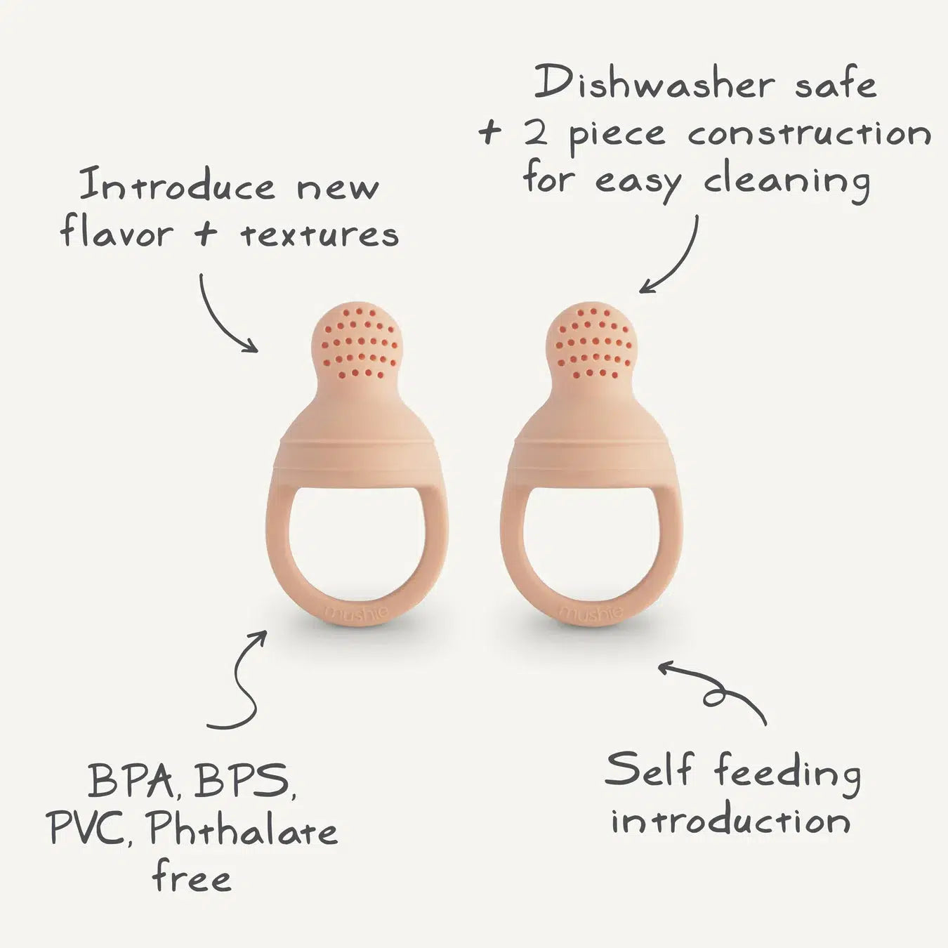Mushie Silicone Fresh Food Feeder - 2 Pack Set for Babies & Toddlers - BPA-Free Teething & Feeding Pacifier - Perfect for Fruits, Veggies & Purees - Tradewinds Design