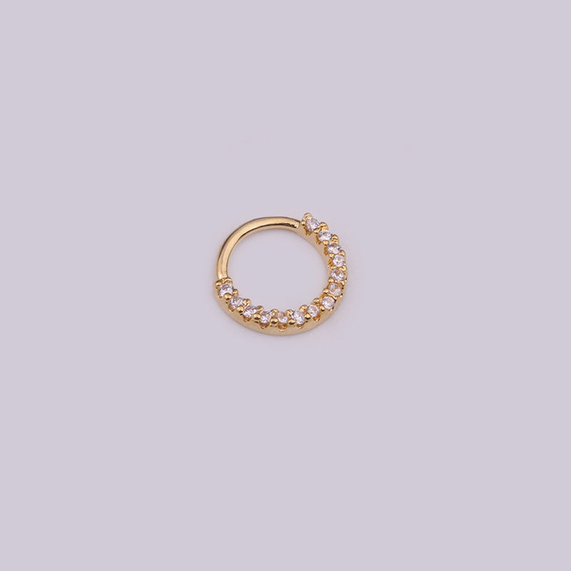 18K Gold Plated 20G Small Hoop Nose Ring with Indian CZ Stones | Septum Piercing Jewelry HSPJ1909 | Perfect for Everyday Wear & Special Occasions