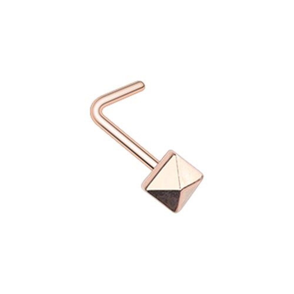 Rose Gold Pyramid L-Shape Nose Ring - WildKlass Unique Body Jewelry for Women | Perfect for Parties, Festivals & Everyday Wear