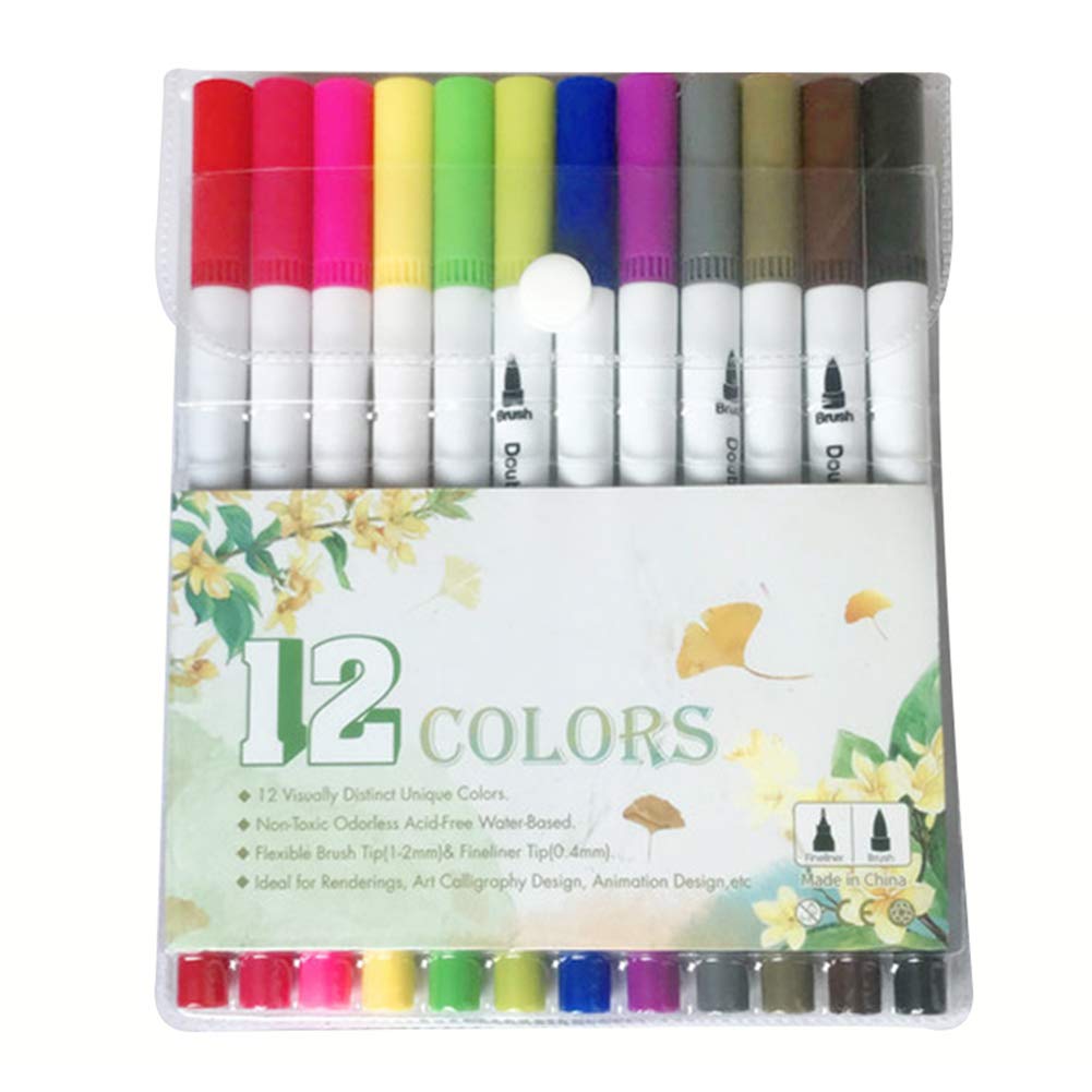 Meshin Brush Pens - 24 Dual Tip Watercolor Brush Markers Set for Calligraphy, Graffiti & Art Drawing | Soft Fine Tip & Flexible Brush for Coloring, Sketching & Hand Lettering | Vibrant, Long-Lasting Colors for Artists & Beginners