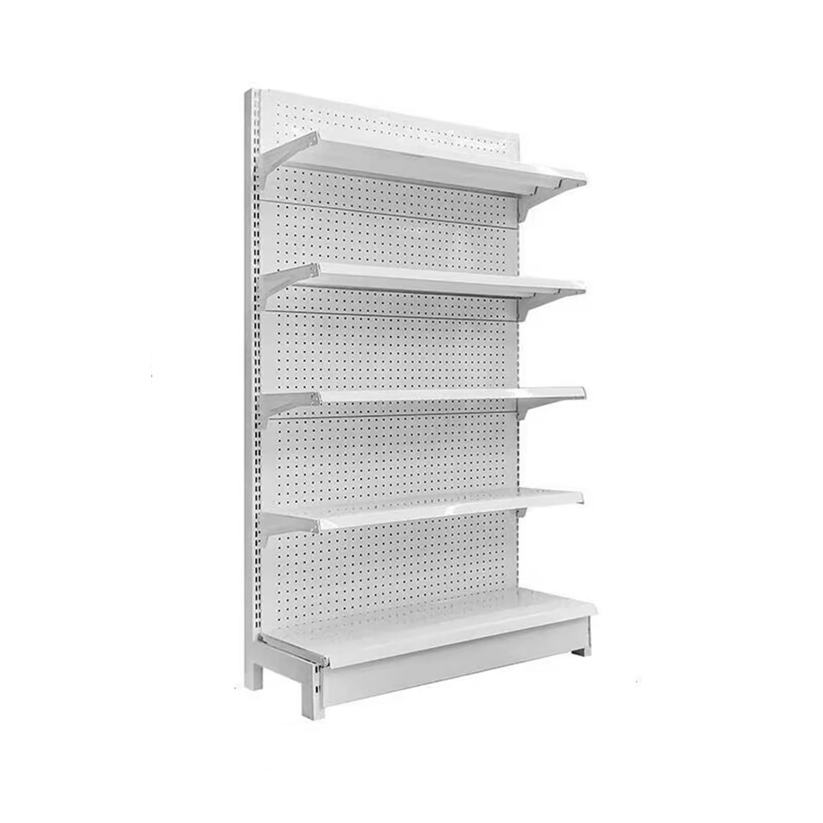 White Retail Gondola Shelving Wall Display Rack - 120x43x165cm Supermarket Shelves & Convenience Store Shelving Unit for Grocery, Office Supplies & Liquor Stores | Perfect for Retail Displays, Product Organization & Space Optimization