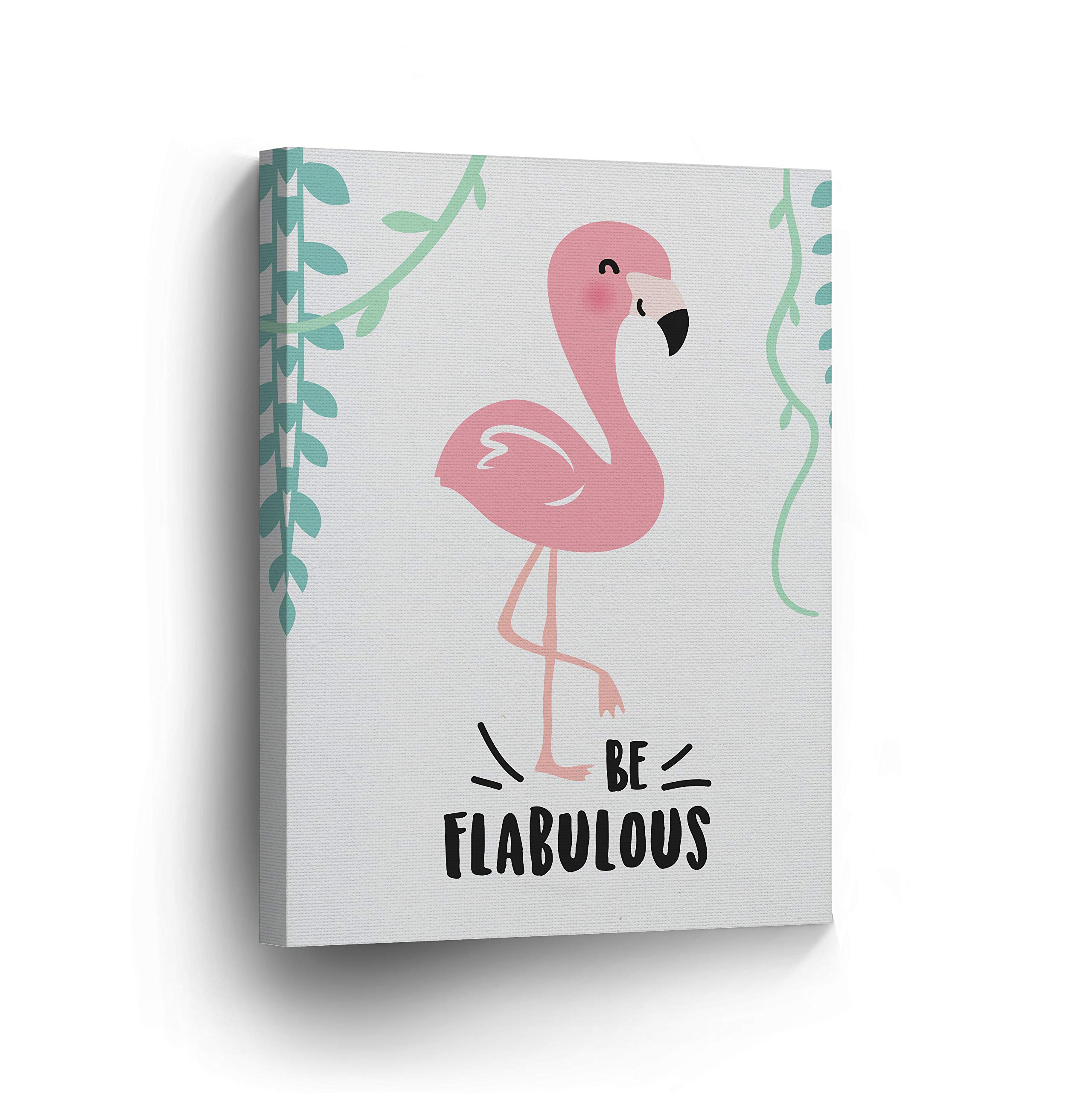 Flabulous Flamingo Quote Canvas Print - Smile Art Design Wall Decor for Kids Room, Nursery & Baby Room - Ready to Hang 22x15 Inches - Made in USA | Perfect for Birthday Gifts & Tropical Themed Bedrooms