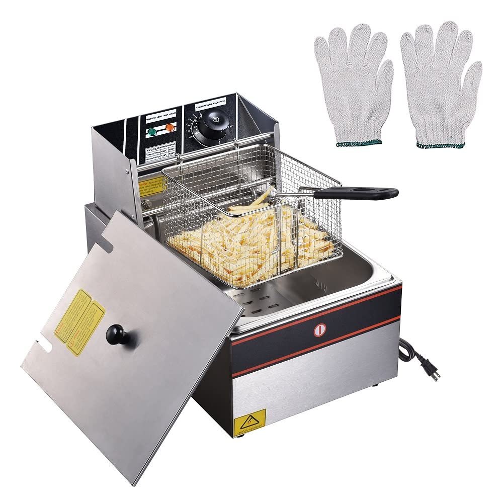 Commercial Electric Deep Fryer Dual Tank 11.7L Stainless Steel with Timer, Drain & Temperature Control - UL Certified for Restaurants, Food Trucks & Catering (Single Tank 11.7L, Fast US Delivery) - Perfect for Frying Chicken, French Fries & Seafood