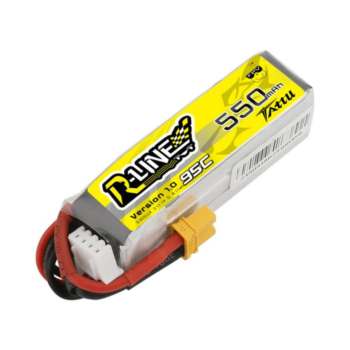 TATTU 550mAh 3S 95C 11.1V LiPo Battery Pack with XT30 Plug - High Performance RC Drone Battery for FPV Racing and Aerial Photography