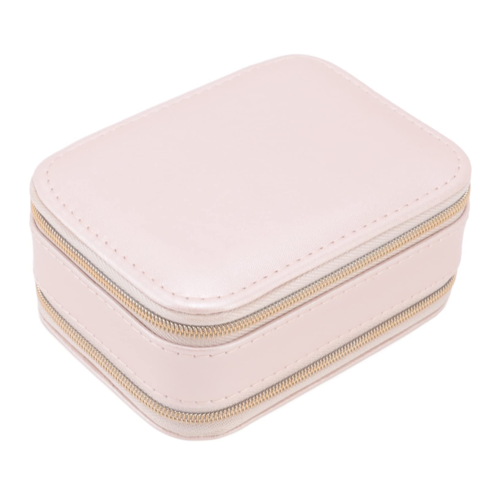 AUHX Small Pink Jewelry Box - Compact & Portable with Synthetic Leather Handle & Hook Design - Perfect for Home Storage & Travel Accessories Organization