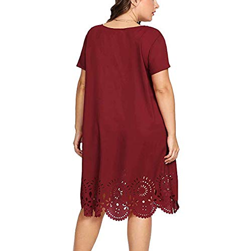 Plus Size Prom Dresses for Women - Short Sleeve Casual Hollow O-Neck Solid Color Party Dresses | Perfect for Homecoming, Prom Night, Cocktail Parties & Special Occasions