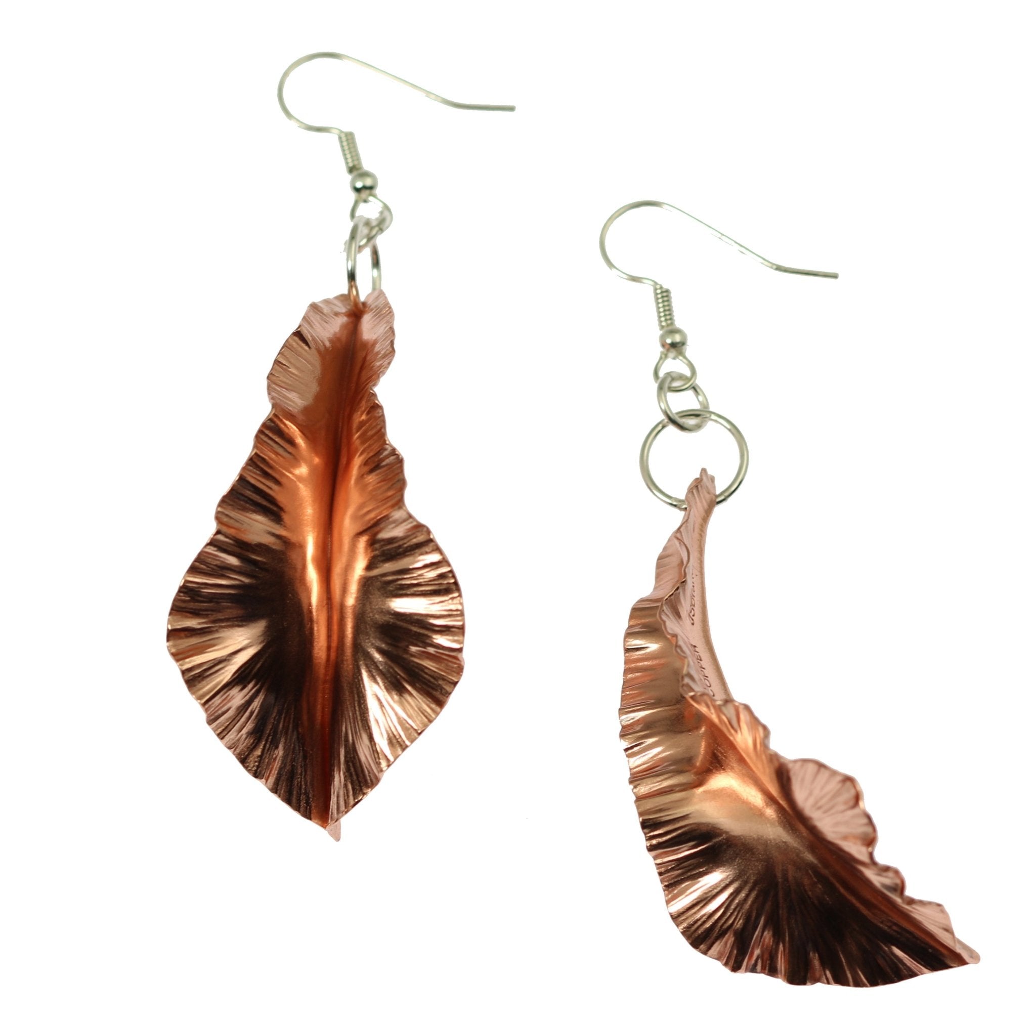 Handmade Copper Fold Formed Leaf Dangle Earrings - Boho Chic Jewelry for Women - Perfect for Parties, Weddings & Everyday Wear