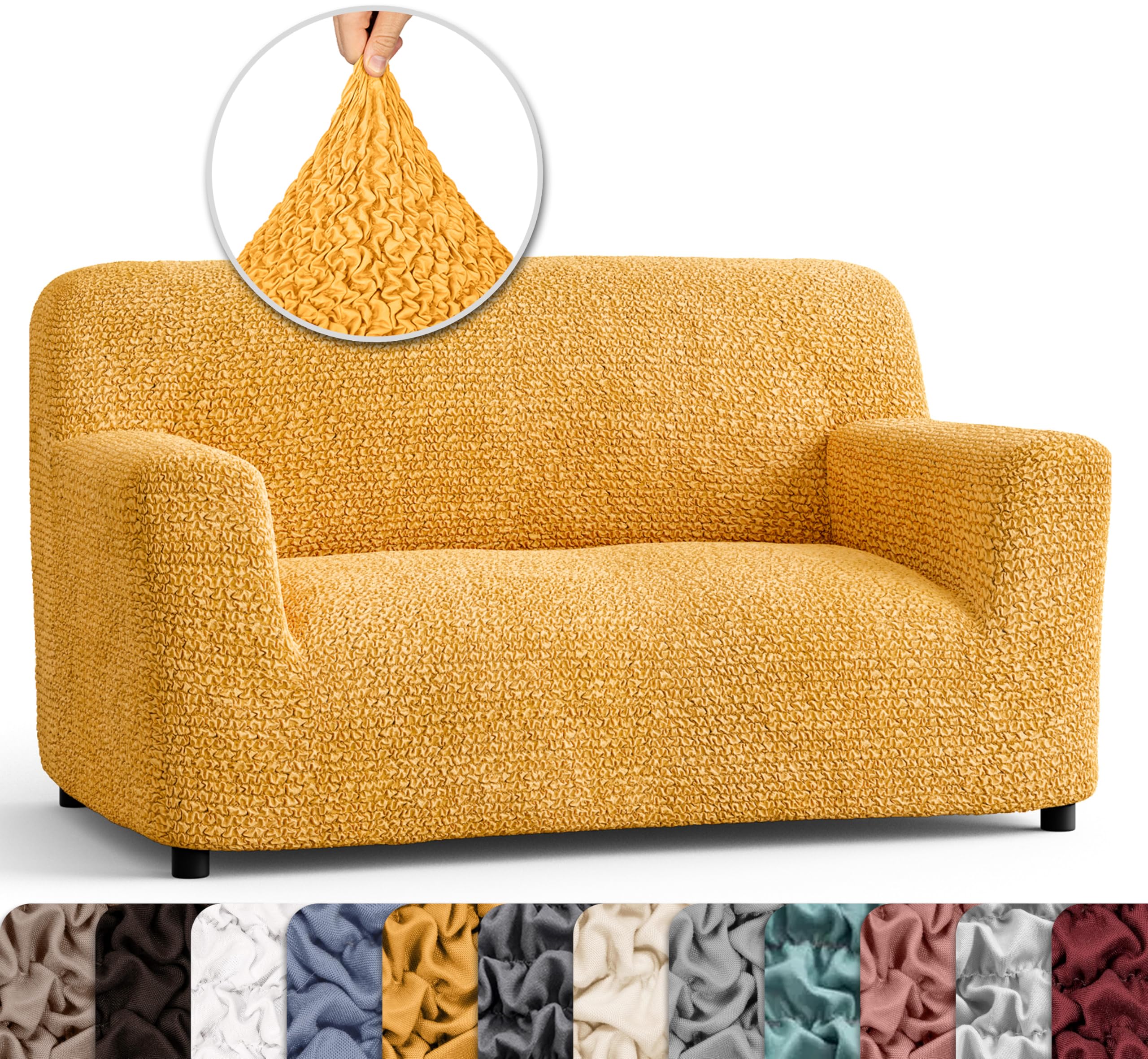 PAULATO BY GA.I.CO. Oversized Loveseat Slipcover - Stretch Sofa Cover for Chairs & Couches - 1-Piece Washable Microfiber Protector (Mango) - Perfect for Living Room, Bedroom & Home Decor