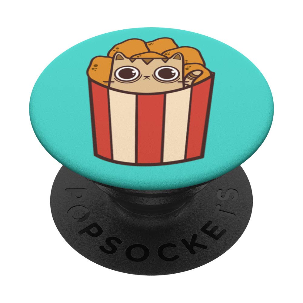 Fudo Cats Kawaii Cute Chicken Nuggets Cat PopSockets PopGrip - Swappable Phone & Tablet Stand with Grip - Perfect for iPhone, Samsung & iPad - Great for Work, Travel & Selfies