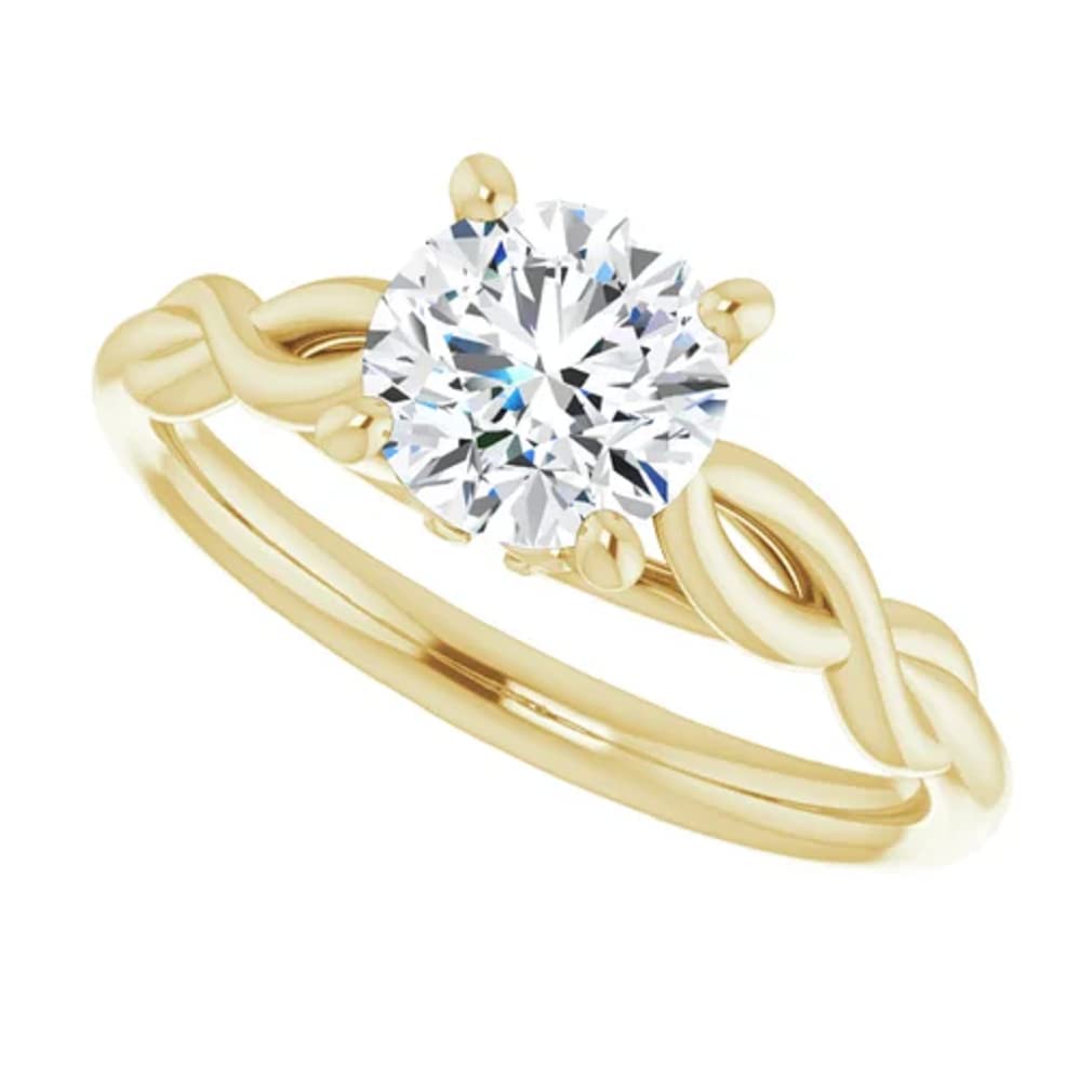 10K Solid Yellow Gold Handmade Engagement Ring - 1 CT Round Cut Moissanite Diamond Solitaire Wedding Ring for Women - Perfect for Proposals, Anniversaries & Bridal Jewelry Gifts