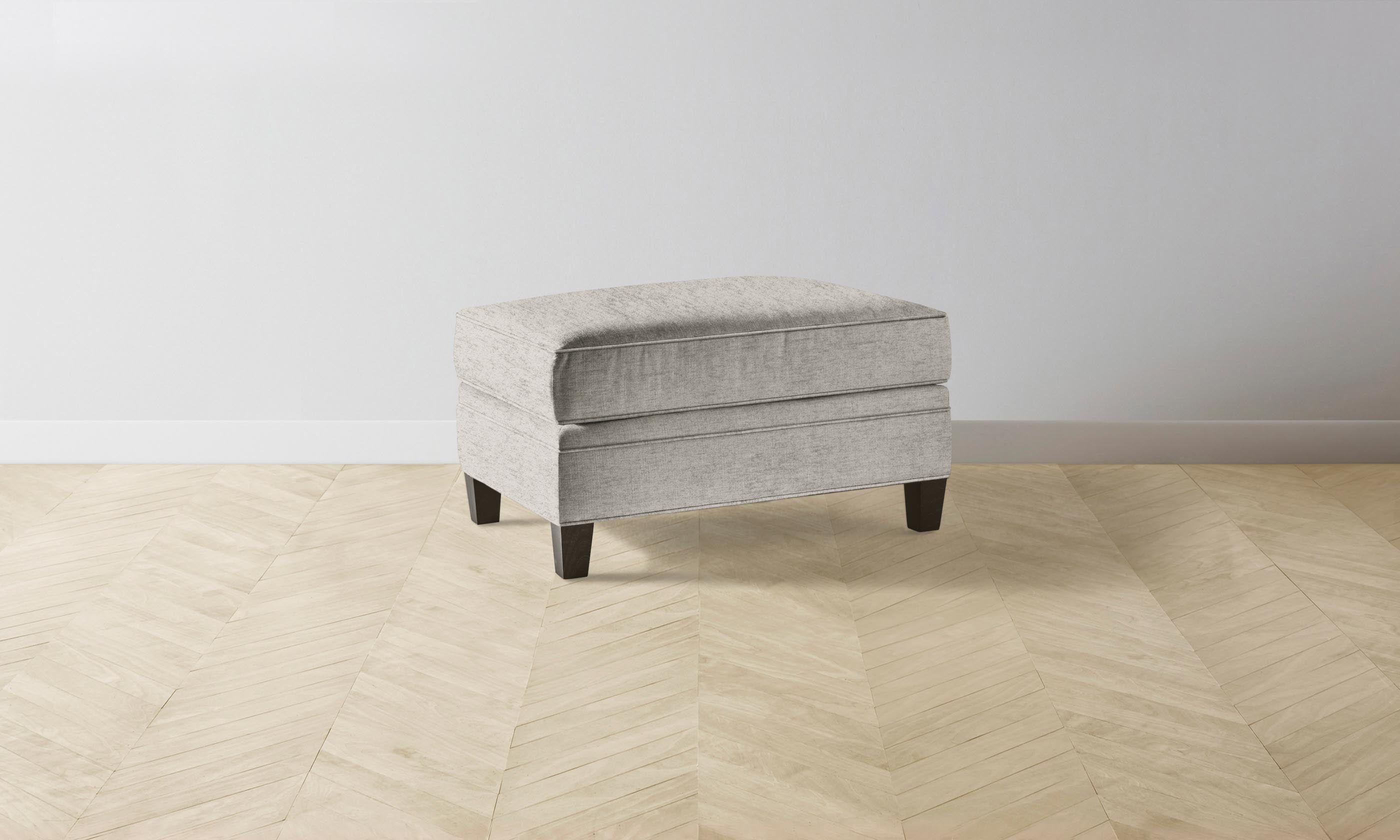 Carmine Ottoman with Performance Tweed in Oatmeal - Stylish Footrest & Accent Chair for Living Room, Bedroom, or Office Decor