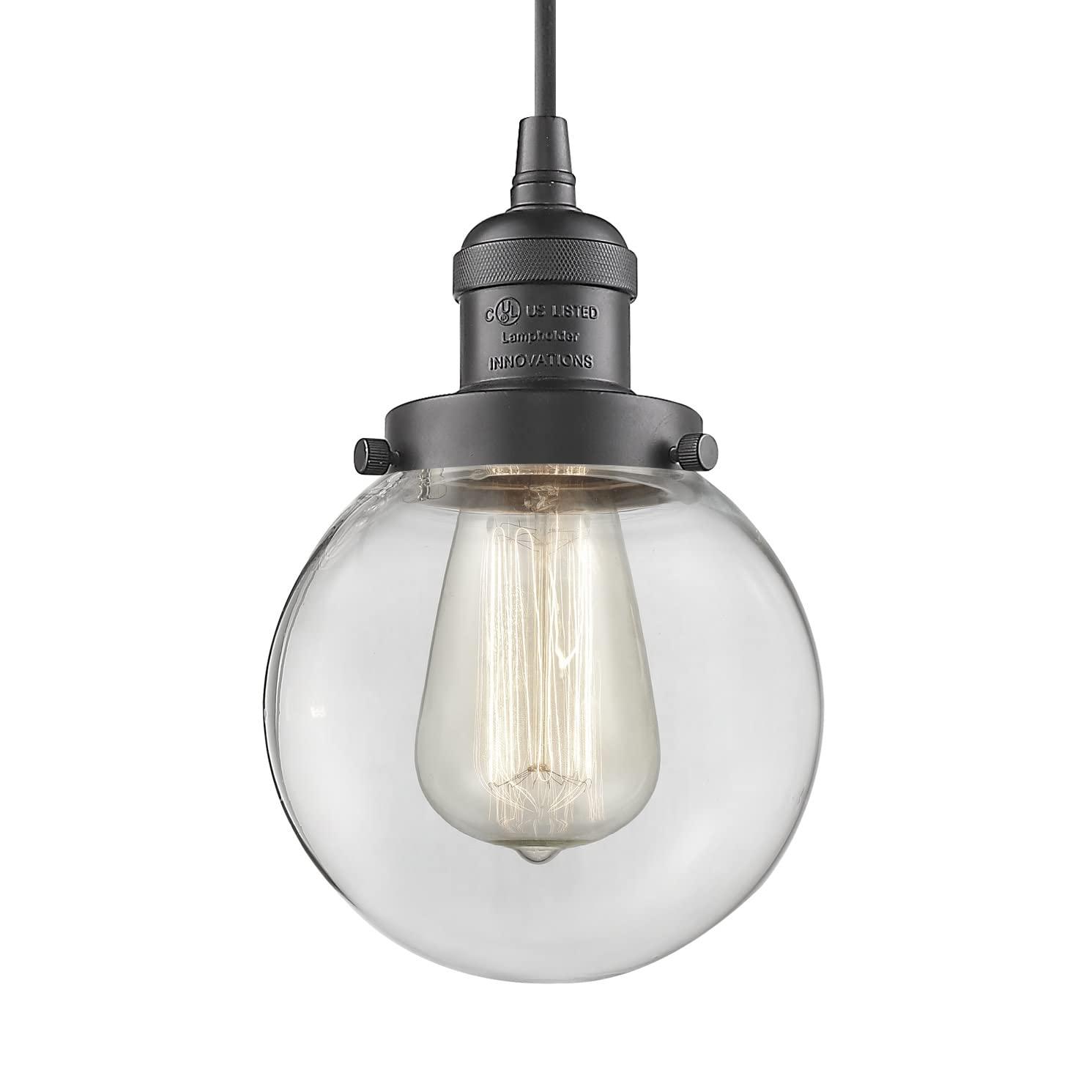 Innovations 201C-OB-G202-6 1 Light Mini Pendant Light Fixture in Oil Rubbed Bronze Finish - Perfect for Kitchen Island, Dining Room, or Entryway Lighting
