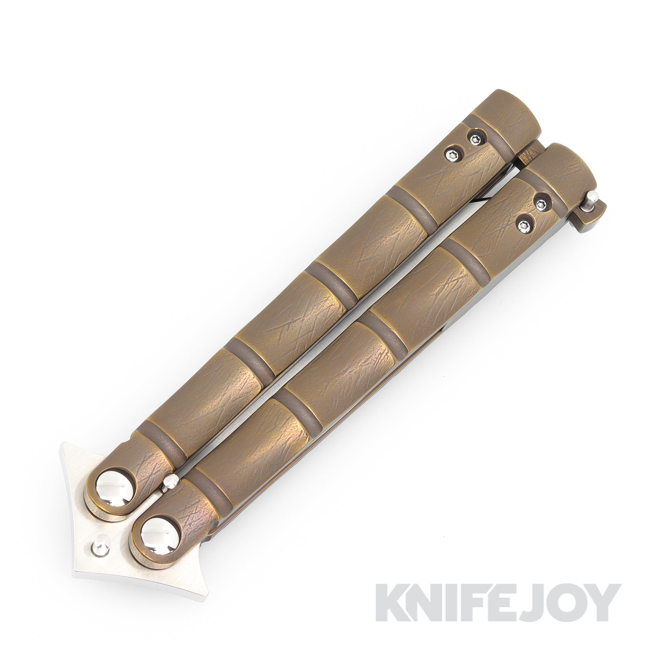 Premium Marlowe Custom Balisong Butterfly Knife - Satin Finish Blade & Bamboo-Anodized Titanium Handles - Perfect for EDC, Collecting & Flipping Tricks