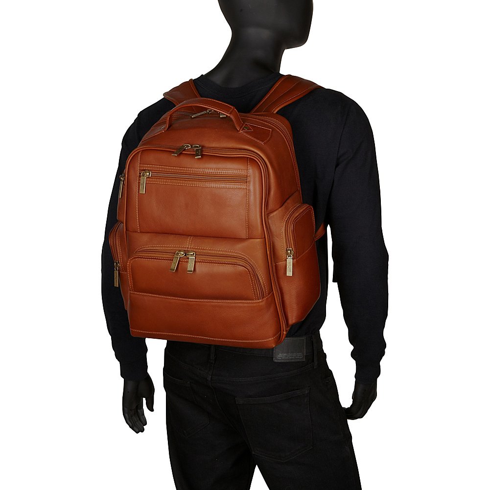 Claire Chase Executive Laptop Backpack for Women & Men - Professional Business Travel Bag with USB Charging Port - Durable Saddle Brown Leather Backpack for Office, Commute & College Students