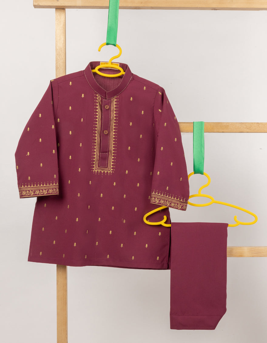 Elegant Blended Maroon Shalwar Kameez by J. Junaid Jamshed - Traditional Pakistani Outfit for Weddings, Festivals & Special Occasions